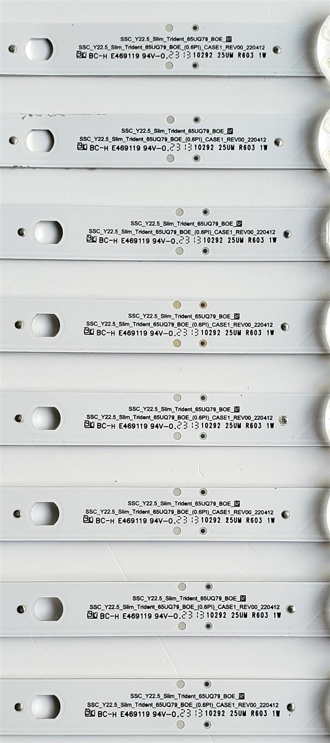 KIT DE LEDS ORIGINAL PARA TV LG 8 PIEZAS / NUMERO DE PARTE EAV65045301 / SSC_Y22.5_Slim_Trident_65UQ79_BOE / SSC_Y22.5_Slim_Trident_65UQ79_BOE_(0.6PI)_CASE1_REV00_220412 / PANEL NC650TQG / DISPLAY HV650QUB-F9E / MODELOS 65UR7800PSB / 65UQ79 / 65UT7550AUA - Imagen 2