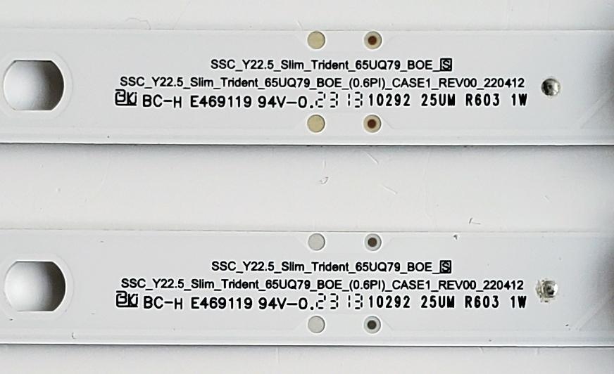 KIT DE LEDS ORIGINAL PARA TV LG 8 PIEZAS / NUMERO DE PARTE EAV65045301 / SSC_Y22.5_Slim_Trident_65UQ79_BOE / SSC_Y22.5_Slim_Trident_65UQ79_BOE_(0.6PI)_CASE1_REV00_220412 / PANEL NC650TQG / DISPLAY HV650QUB-F9E / MODELOS 65UR7800PSB / 65UQ79 / 65UT7550AUA - Imagen 3