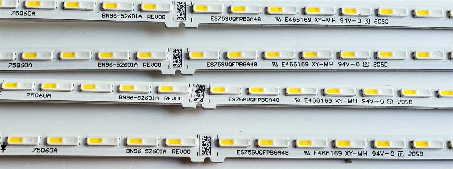 KIT DE LED'S PARA TV SAMSUNG ((4 PIEZAS)) / NUMERO DE PARTE BN96-52601A / BN96-52601A REV00 / 75Q60A / ES75SVQFPBGA48 / E466169 / PANEL CY-QA075FHV1H / MODELOS QN75LS03 / QN75LS03AAFXZA / QN75Q7D / QN75Q7DAAFXZA  - Imagen 2