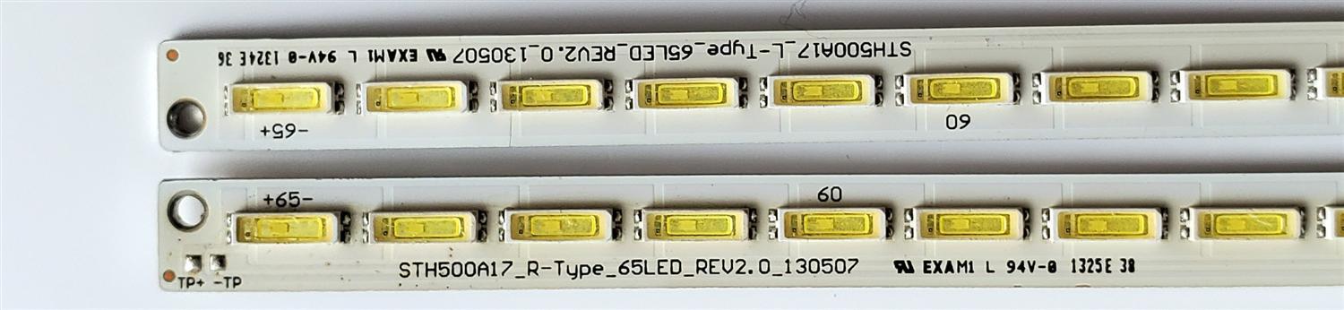 KIT DE LED'S PARA TV HISENSE ((2 PIEZAS)) / NUMERO DE PARTE STH500A17 / STH500A17_L-TYPE_65LED_REv2.0_130507 / STH500A17_R-TYPE_65LED_REv2.0_130507 / PANEL HE500HF-B52 / HE500HF-B52(1000)PW1 / MODELO 50K610GWN - Imagen 4