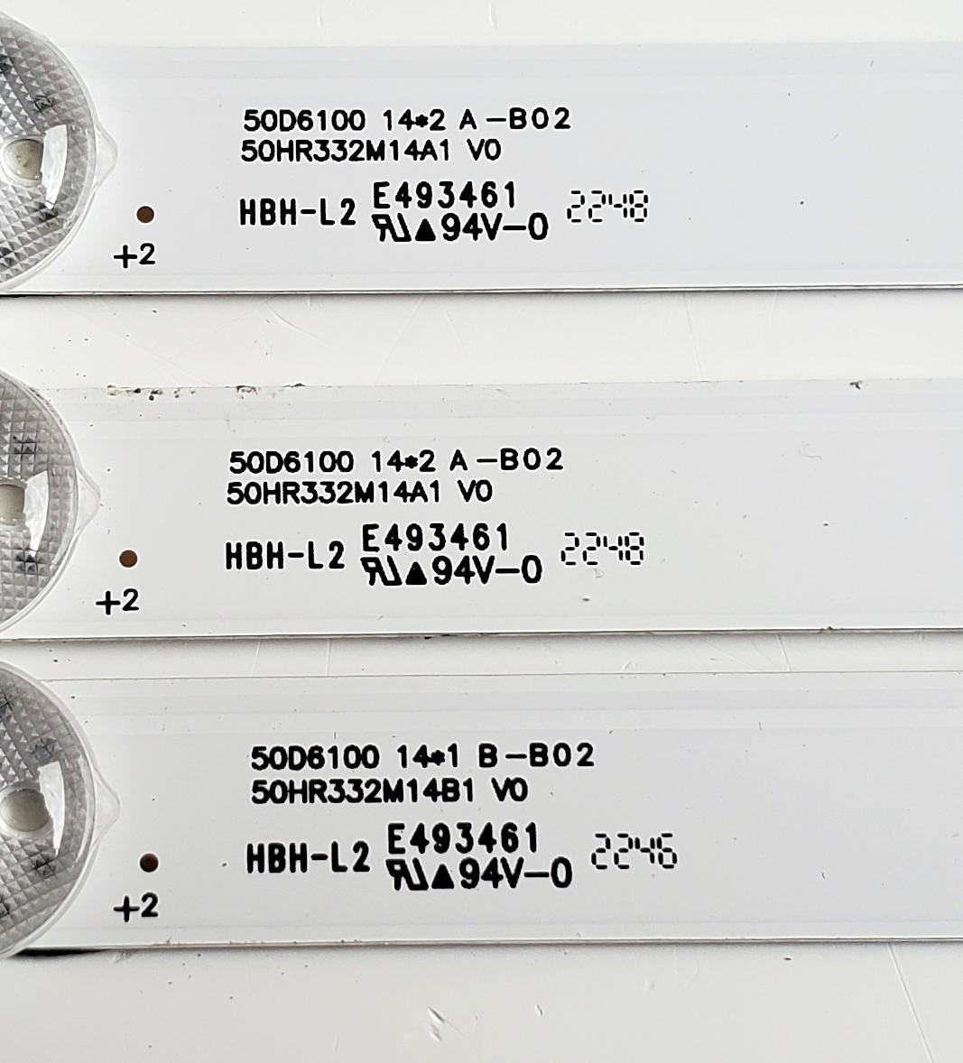 KIT DE LED'S PARA HISENSE ((3 PIEZAS)) / NUMERO DE PARTE 50D6100 / 50HR332M14A1 V0 / 50HR332M14B1 V0 / 14*2 A -B02 / 14*1 B -B02 / 50HR332M14 / MODELO 50'' - Imagen 5