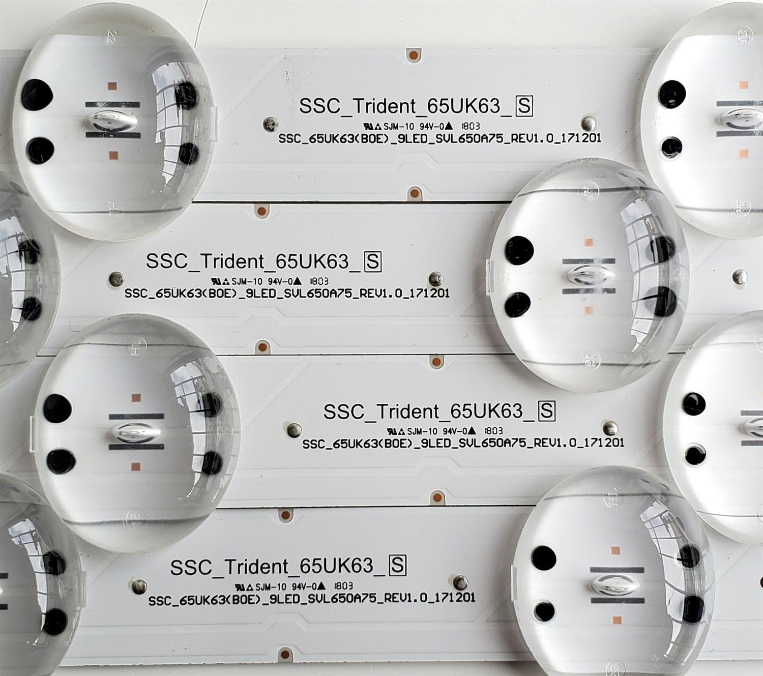 KIT DE LED'S PARA LG ((4 PIEZAS)) / NUMERO DE PARTE EAV64013801 / 65UK63 / SVL650A75 / SSC_Trident_65UK63_S / SSC_65UK63(BOE)_9LED_SVL650A75_REV1.0_171201 / MODELO 65UK6300PUE / 65UK6300PUE.BUSTLJR - Imagen 3