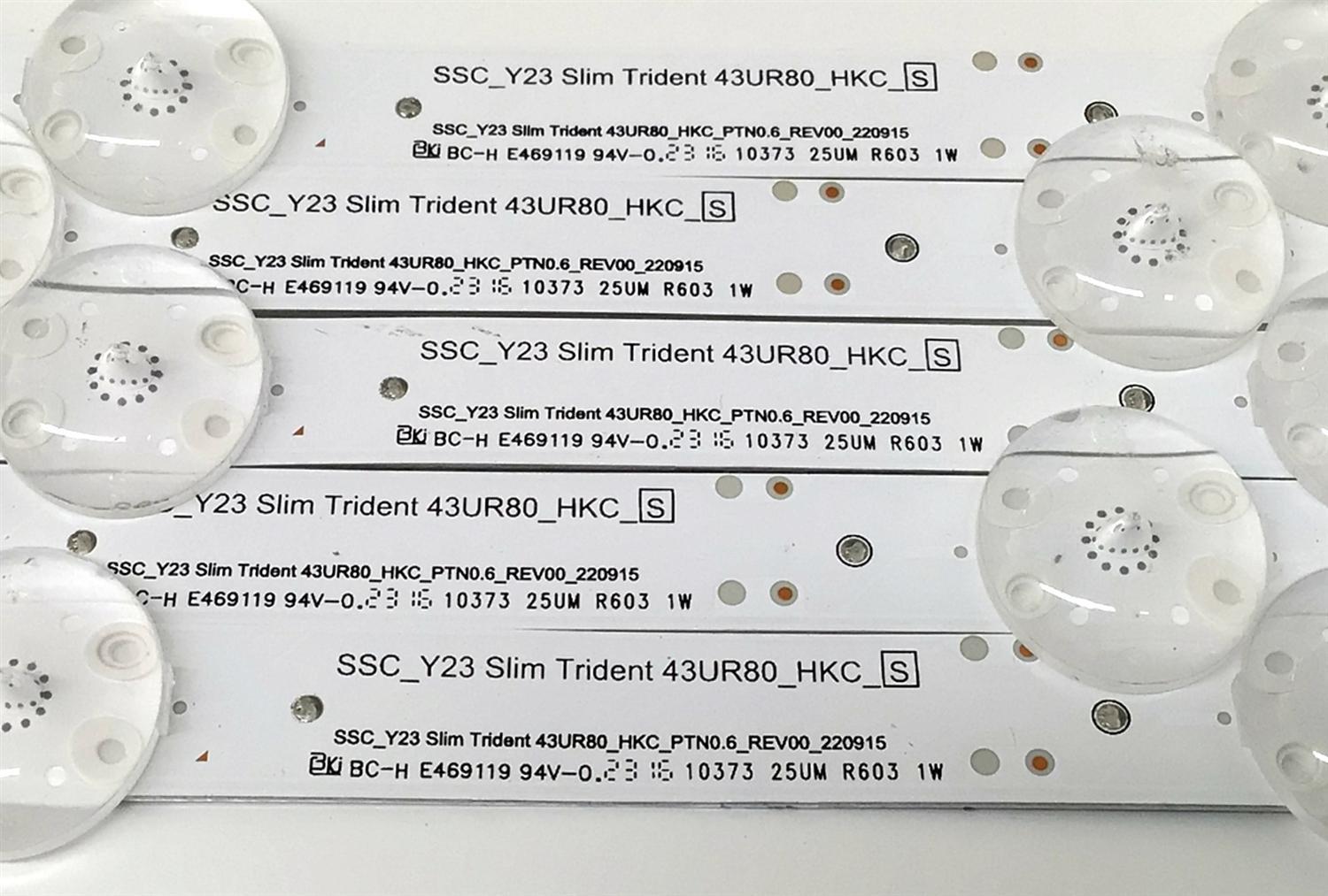 KIT DE LED'S PARA TV LG ((5 PIEZAS)) / NUMERO DE PARTE EAV65054301 / SSC_Y23 Slim Trident 43UR80_HKC_S / SSC_Y23 Slim Trident 43UR80_HKC_PTN0.6_REV00_220915 / 10373 25UM R603 1W / PANEL NC430TQG-VHKHA / DISPLAY PT430GT01-5 VER.1.0 / MODELO 43UR8000AUA  - Imagen 2