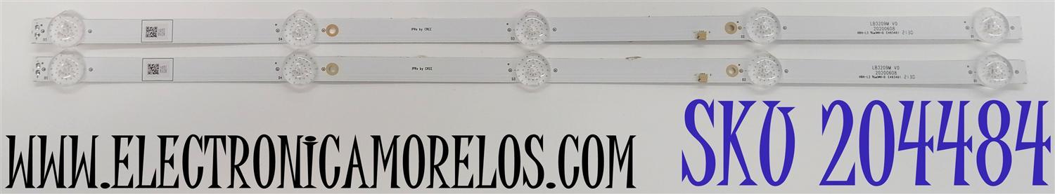 KIT DE LED'S PARA TV VIZIO ((2 PIEZAS)) / NUMERO DE PARTE LB3209M V0 / 20200608 / E493461 / HBH-L2 / PANEL HV320FHB-F40 / MODELO D32F-J04 LBNFCY