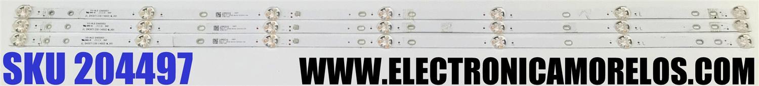 KIT DE LED'S PARA TV POLAROID ((3 PIEZAS)) / NUMERO DE PARTE JL.D43071330-140GS-M_V01 / 035-430-3030-1H / 18BE530 / E465853 / DISPLAY CC430LV2D VER.03 / MODELO PTV4317ILED