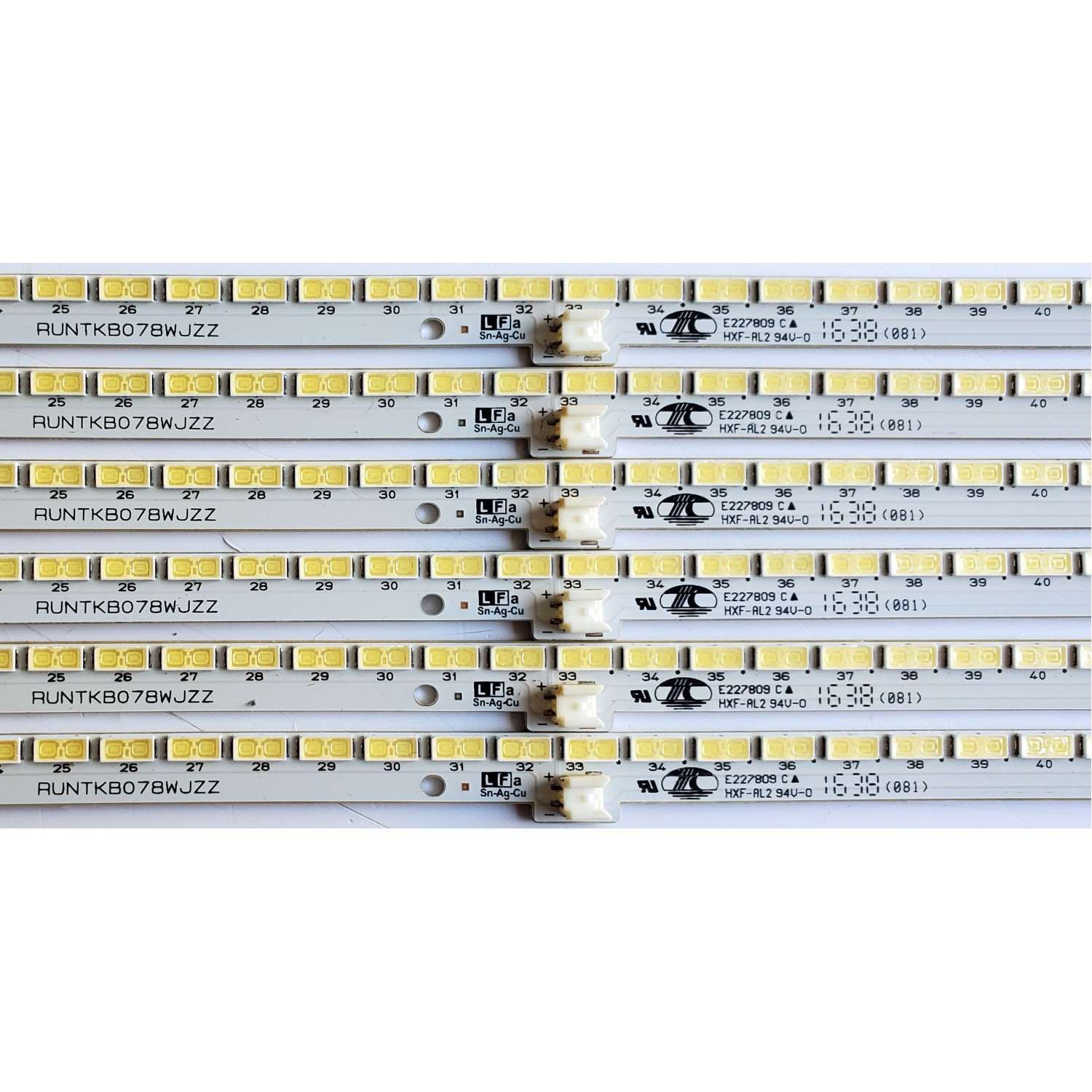 KIT DE LED'S PARA TV SHARP ((6 PIEZAS)) / NUMERO DE PARTE RUNTKB078WJZZ / QPWBL0068GPZZ / AVS_70_7030 / E227809 / MODELO PN-R703 - Imagen 3