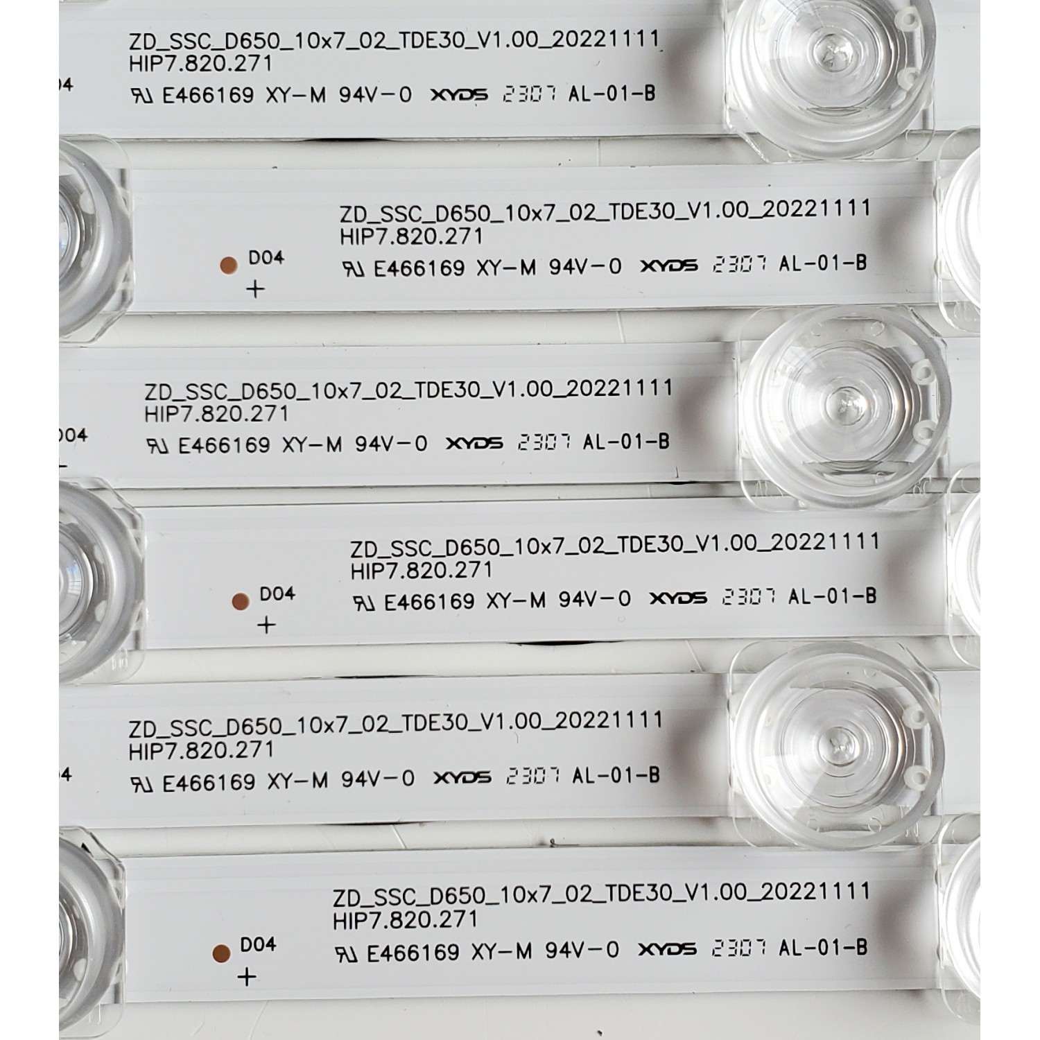 KIT DE LED'S PARA TV HISENSE ((10 PIEZAS)) / NUMERO DE PARTE SVH650AW2 / HD650Y1U72 / HD650Y1U72-T0LG+2022111101+SVH650AW2+ZDJG / 1307225 / ZD_SSC_D650_10X7_02_TDE30_V1.00 / HIP7.820.271 / PANEL HD650Y1U51-T0LG / HD650Y1U72-T0LG / MODELOS 65A65K / 65A7K - Imagen 4