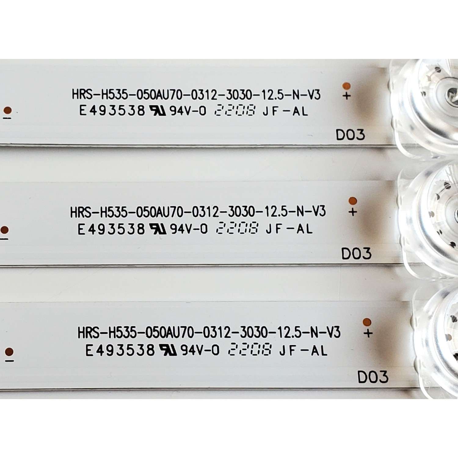KIT DE LED'S PARA TV SAMSUNG ((3 PIEZAS)) / NUMERO DE PARTE HRS-H535-050AU70-0312-3030-12.5-N-V3 / E493538 / 75.2XN09G001 / L9B7V31W42231 / L9 B7 V31 W4 22 31 / PANEL CY-BA050HGCR1V / UE50AU / UE50AU7100K - Imagen 5