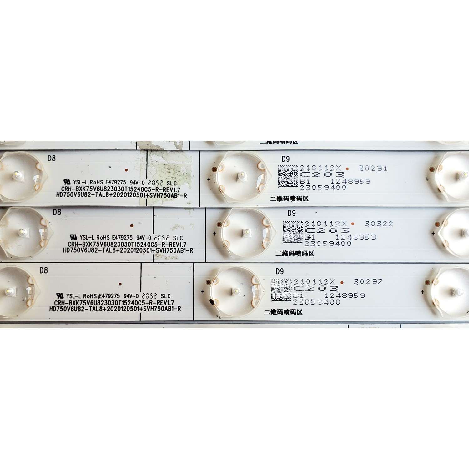 KIT DE LEDS ORIGINAL PARA TV HISENSE 30 PIEZAS/ NUMERO DE PARTE CRH-BXK75V6U823030T15240C5 /CRH-BXK75V6U823030T15240C5-L-REV1.7 /CRH-BXK75V6U823030T15240C5-R-REV1.7 /HD750V6U82-TAL8/2020120501/SVH750AB1-L /SVH750AB1-R /PANEL HD750V6U82-TAL8 /MODELO 75U6G  - Imagen 2