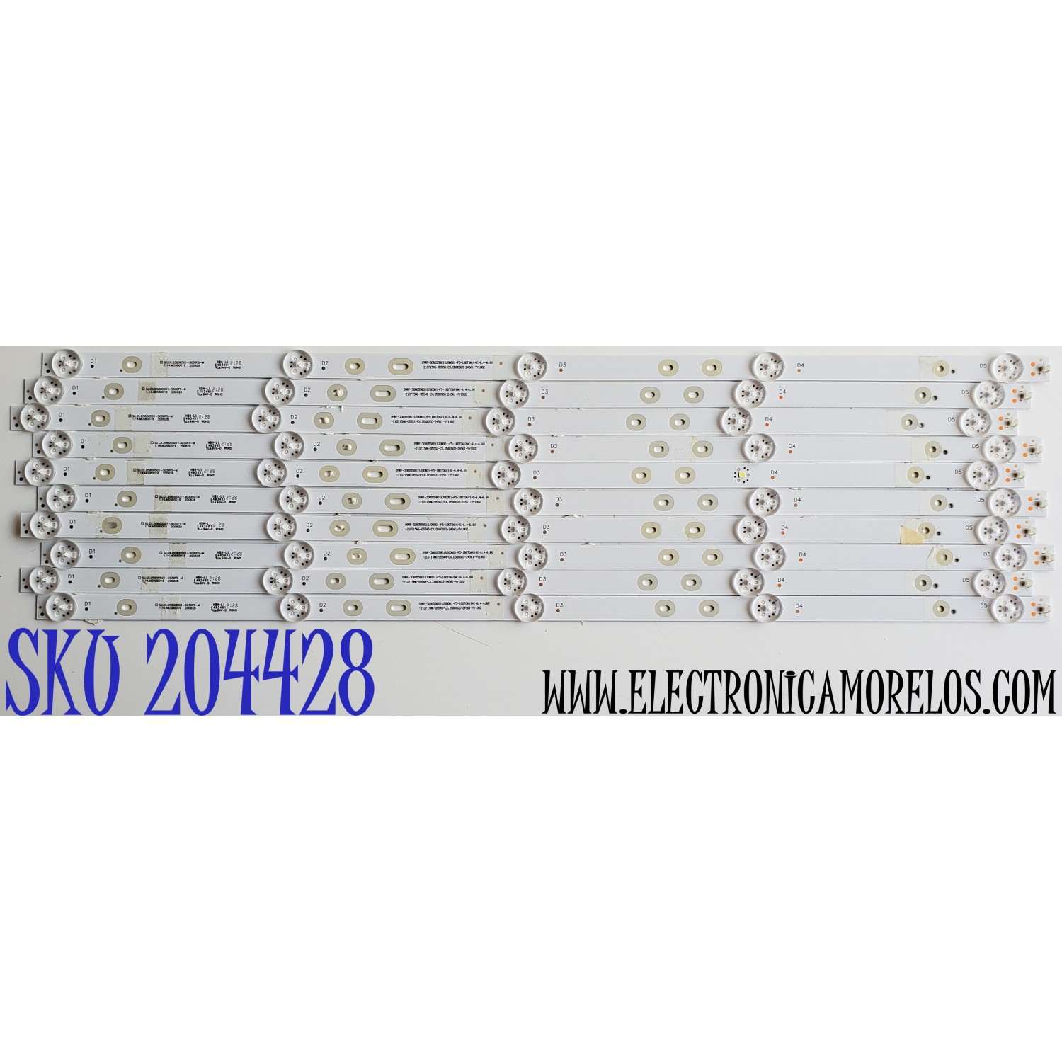 KIT DE LED'S PARA TV SANSUI ((10 PIEZAS)) / NUMERO DE PARTE SJ.CX.D5800501-3030FS-M / 1.14.MD580016 / 200628 / HBH-L1 / E493461 / CX.D580S03-24561-YY1002 / PANEL CX580DLED / DISPLAY CV580U1-T01 / MODELOS S58P28UA / SMT58F30UV2M1B1 / TF-LED58S06T2SU