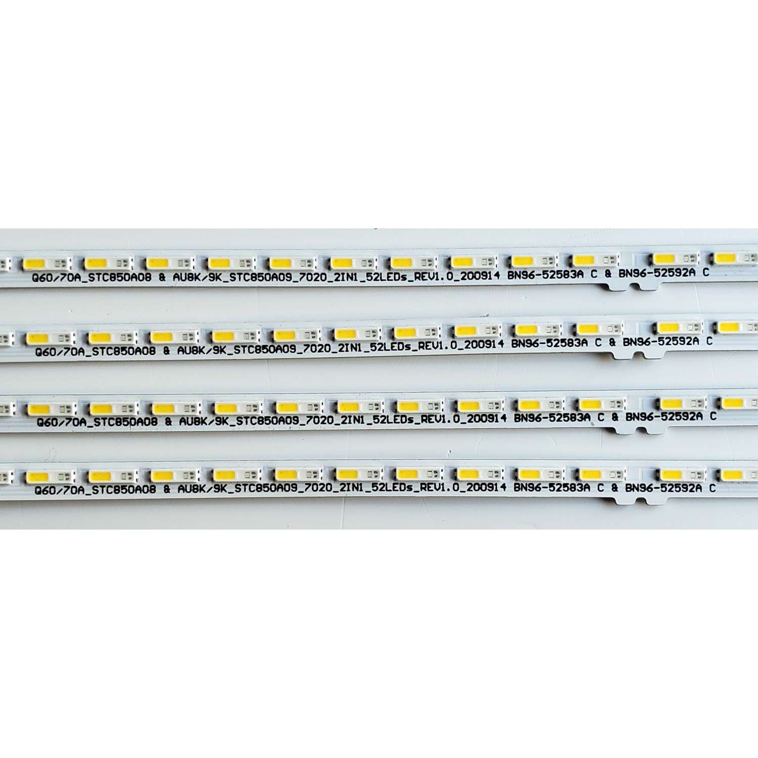 KIT DE LED'S PARA TV SAMSUNG ((4 PIEZAS)) / NUMERO DE PARTE BN96-52583A / BN96-52592A / STC850A08 / STC850A09 / Q60/70A_STC850A08 / AUK8/9K_STC850A09_7020_2IN1_52LEDS_REV1.0_200914 / MODELOS QN85LS03 / QN85Q6 / QN85Q7 / MAS MODELOS EN DESCRIPCIÓN - Imagen 4