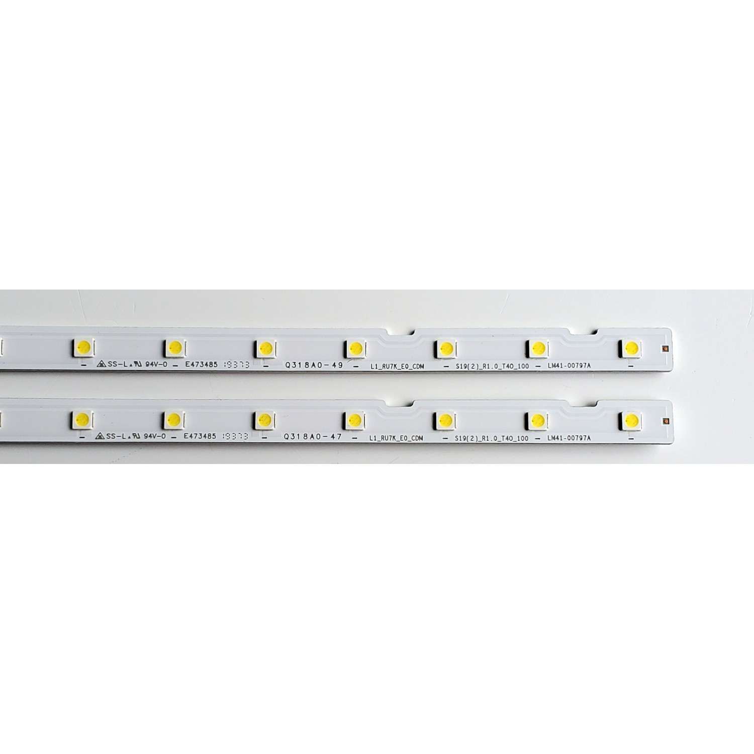 KIT DE LED'S PARA TV SAMSUNG ((2 PIEZAS)) / NUMERO DE PARTE BN96-45952A / L1_RU7K_E0_CDM / S19(2)_R1.0_T4O_100 / S19(2)_R1.0_T40_100 / LM41-00797A / MODELOS UN50NU / UN50RU / HG50 / UE50NU / UE50RU / UA50NU / UA50RU / MAS MODELOS EN DESCRIPCIÓN - Imagen 4