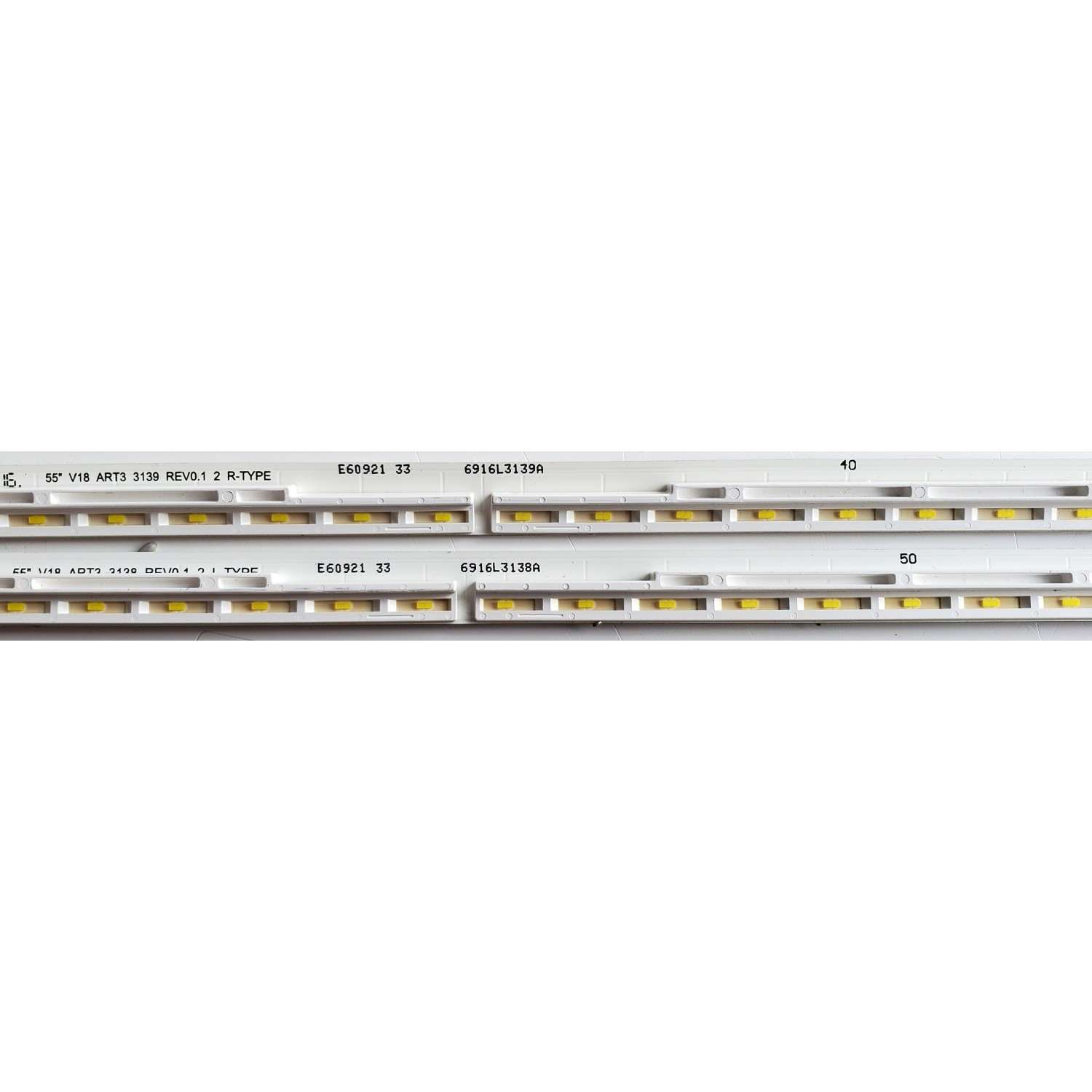 KIT DE LED'S PARA TV LG ((2 PIEZAS)) / NUMERO DE PARTE 6916L-3138A / 6916L-3139A / 3138A / 3139A / 55'' V18 ART3 3139 REV0.1 2 R-TYPE / 55'' V18 ART3 3138 REV0.1 2 L-TYPE / PANEL LC550EQH (FL)(M2) / MODELOS 55SK8000PUA / 55SK8000PUA.AUSWLJR / 55SK8000AUB - Imagen 3