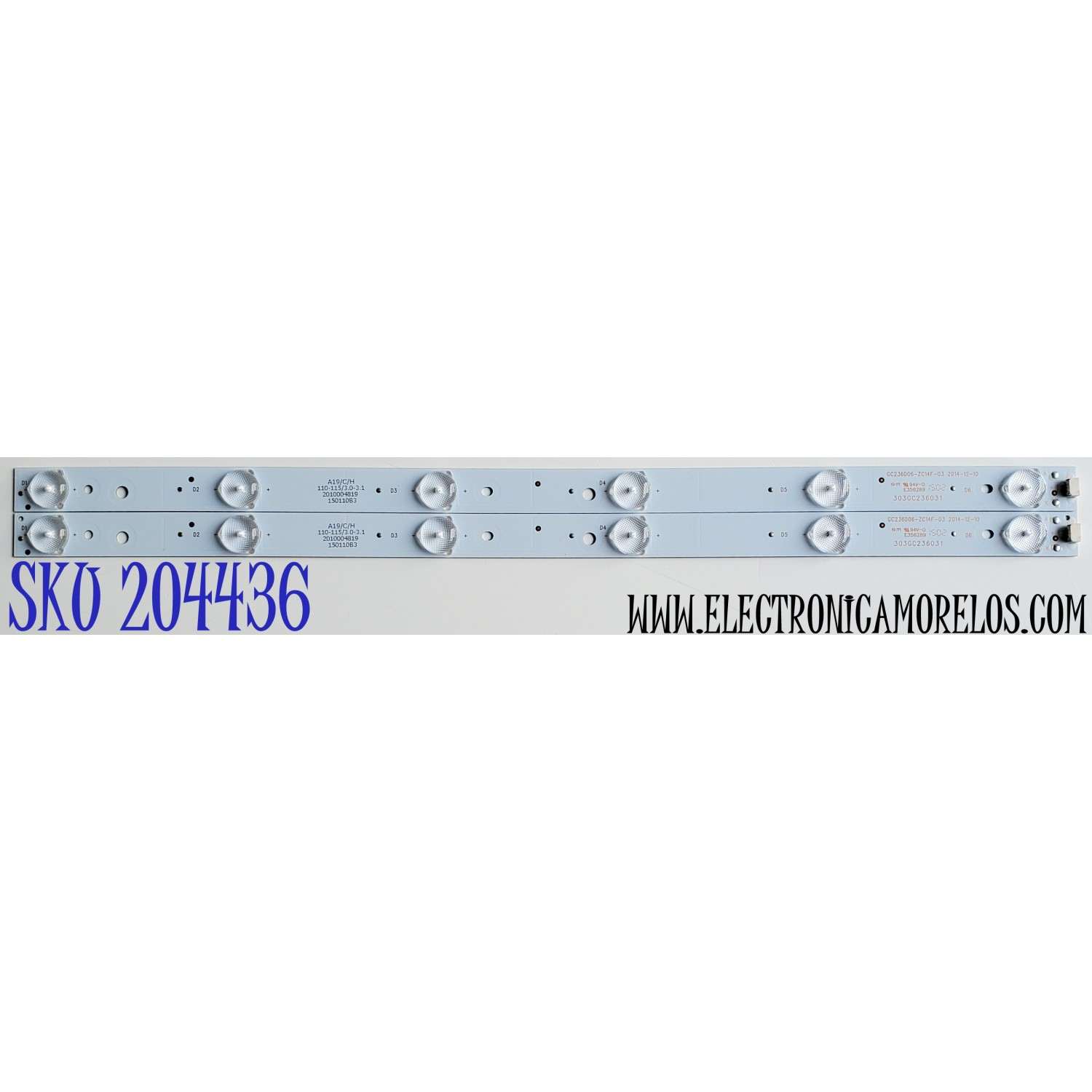 KIT DE LED'S PARA TV ELEMENT ((2 PIEZAS)) / NUMERO DE PARTE GC236D06-ZC14F-03 / 303GC236031 / 2010004819 / E356289 / 150110B3 / PANEL HV236WHB-N00 / MODELOS ELEFW247 / PLED2329A-C / PLED2329A-B