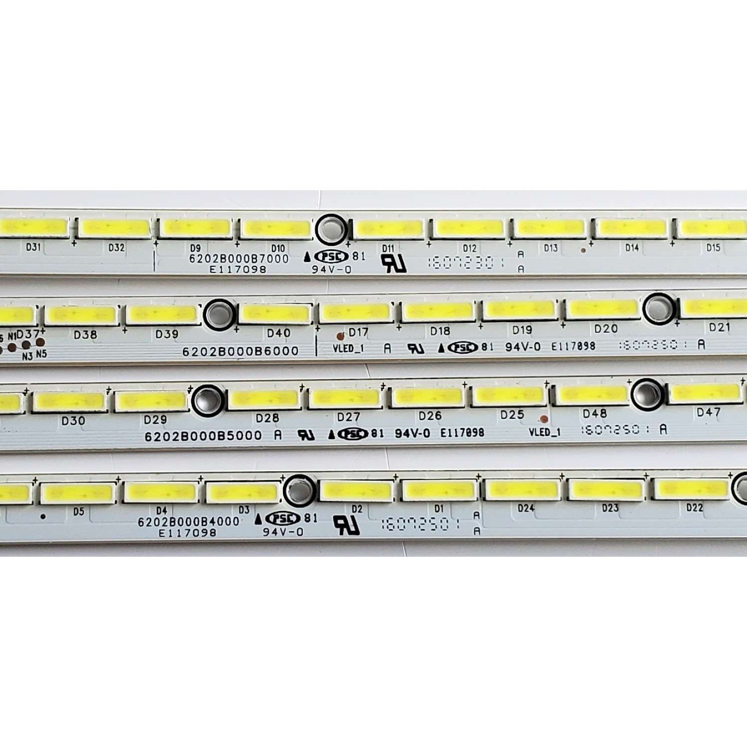 KIT DE LED'S PARA TV SHARP ((4 PIEZAS)) / NUMERO DE PARTE 6202B000B / 6202B000B4000 / 6202B000B5000 / 6202B000B6000 / 6202B000B7000 / E117098 / PANEL V750DK1-KS5 REV:F9 / MODELOS LC-75N620CU / LC-75N8000U / 75G6 / V750D - Imagen 3