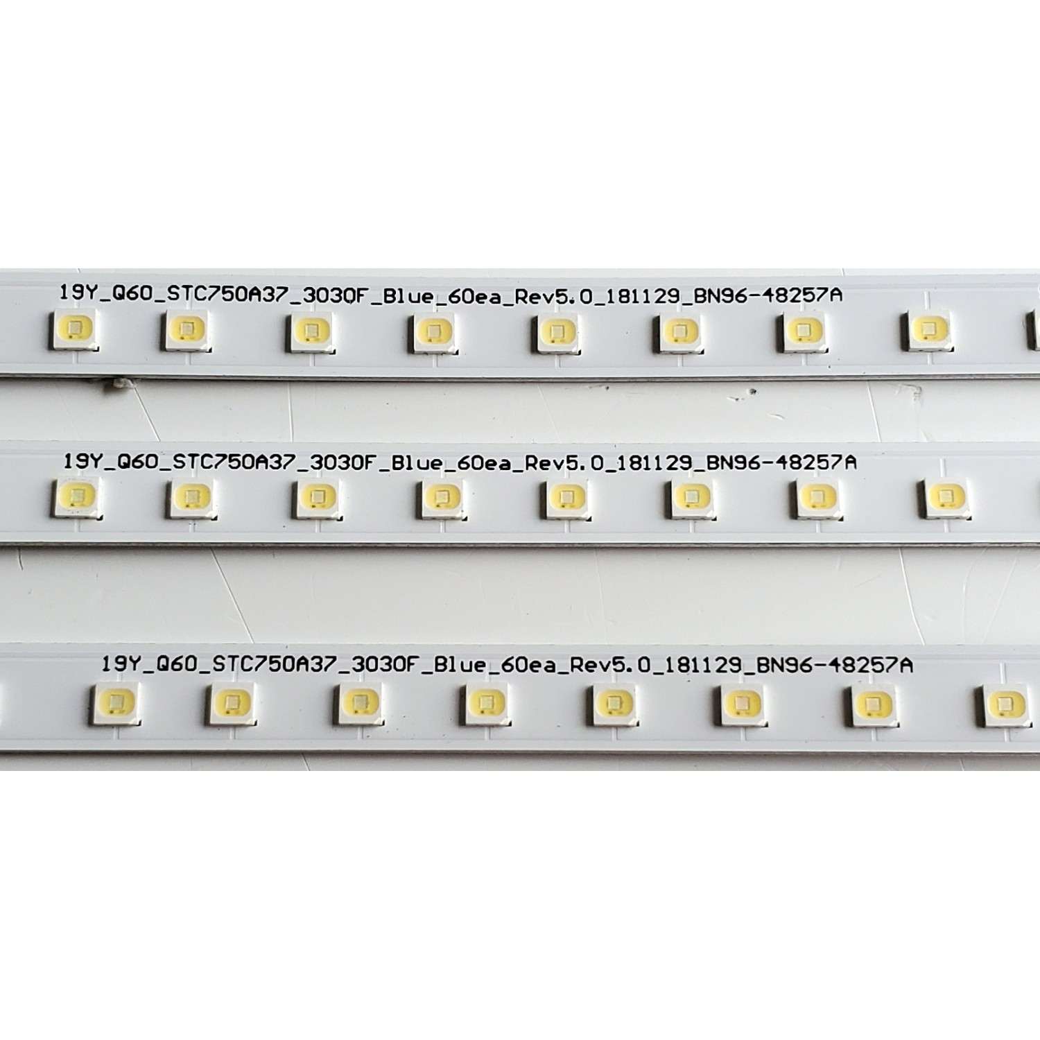 KIT DE LED'S PARA TV SAMSUNG ((3 PIEZAS)) / NUMERO DE PARTE BN96-48257A / STC750A37 / 19Y_Q60_STC750A37_3030F_Blue_60ea_Rev5.0_181129_BN96-48257A / PC65491A / PANEL CY-RR075FGLV1H / MODELOS QN75Q60 / QN75Q60RAFXZA FA01 / QN75Q6D / QN75Q6DRAFXZA FA01 - Imagen 5