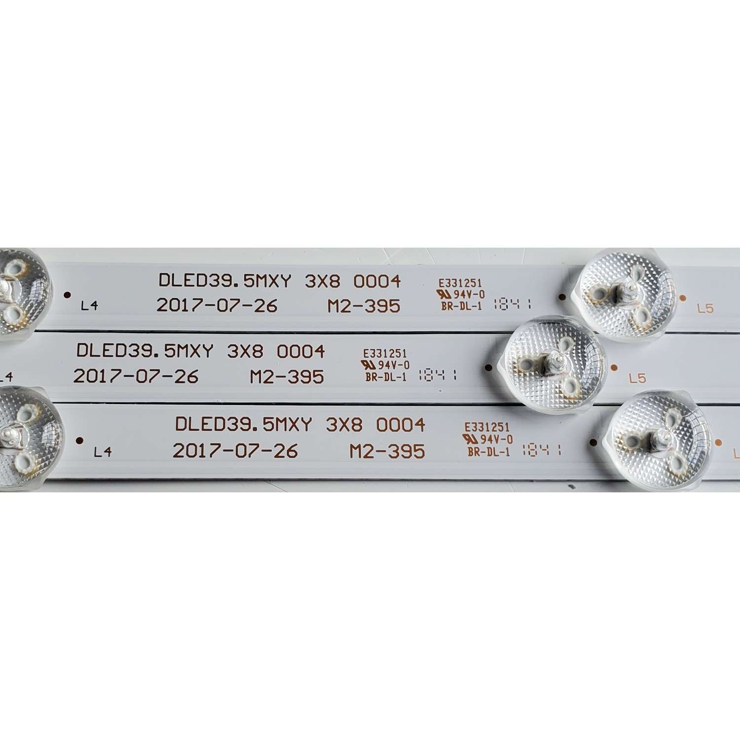 KIT DE LED'S PARA TV POLAROID ((3 PIEZAS)) / NUMERO DE PARTE M2-395 / DLED39.5MXY / DLED39.5MXY 3X8 0004 / 203-011-0043H / E331251 / PANEL V400HJ6-PE1 / MODELOS 40GSR3000FB / 40GSR3000FC / 40T2F - Imagen 3