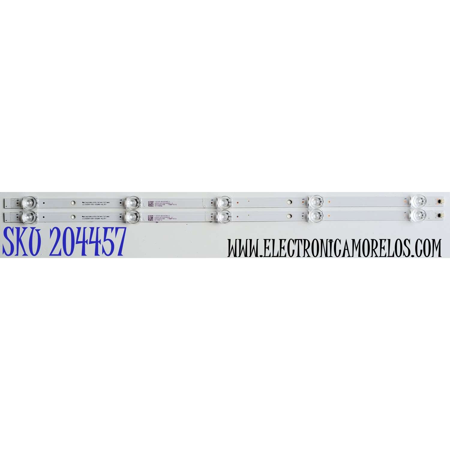 KIT DE LED'S PARA HISENSE ((2 PIEZAS)) / NUMERO DE PARTE JL.D32051330-032BS-M_V01 / 230101022450 C / 1030-4000411 / E511747 / PANEL JHD315H1H61-T0L1B1\S0\GM\ROH / MODELOS 32A4KV / 32A3G