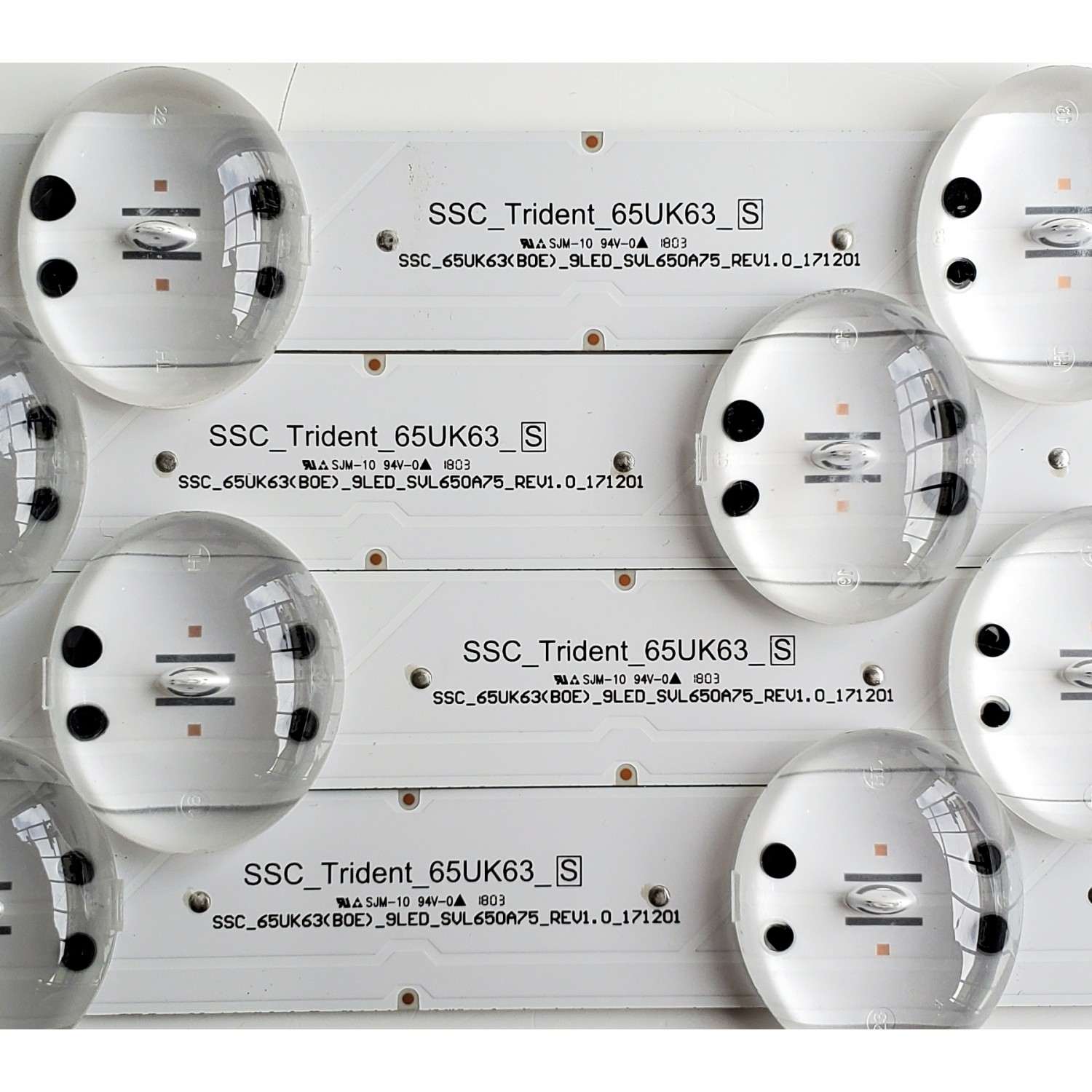 KIT DE LED'S PARA LG ((4 PIEZAS)) / NUMERO DE PARTE EAV64013801 / 65UK63 / SVL650A75 / SSC_Trident_65UK63_S / SSC_65UK63(BOE)_9LED_SVL650A75_REV1.0_171201 / MODELO 65UK6300PUE / 65UK6300PUE.BUSTLJR - Imagen 3