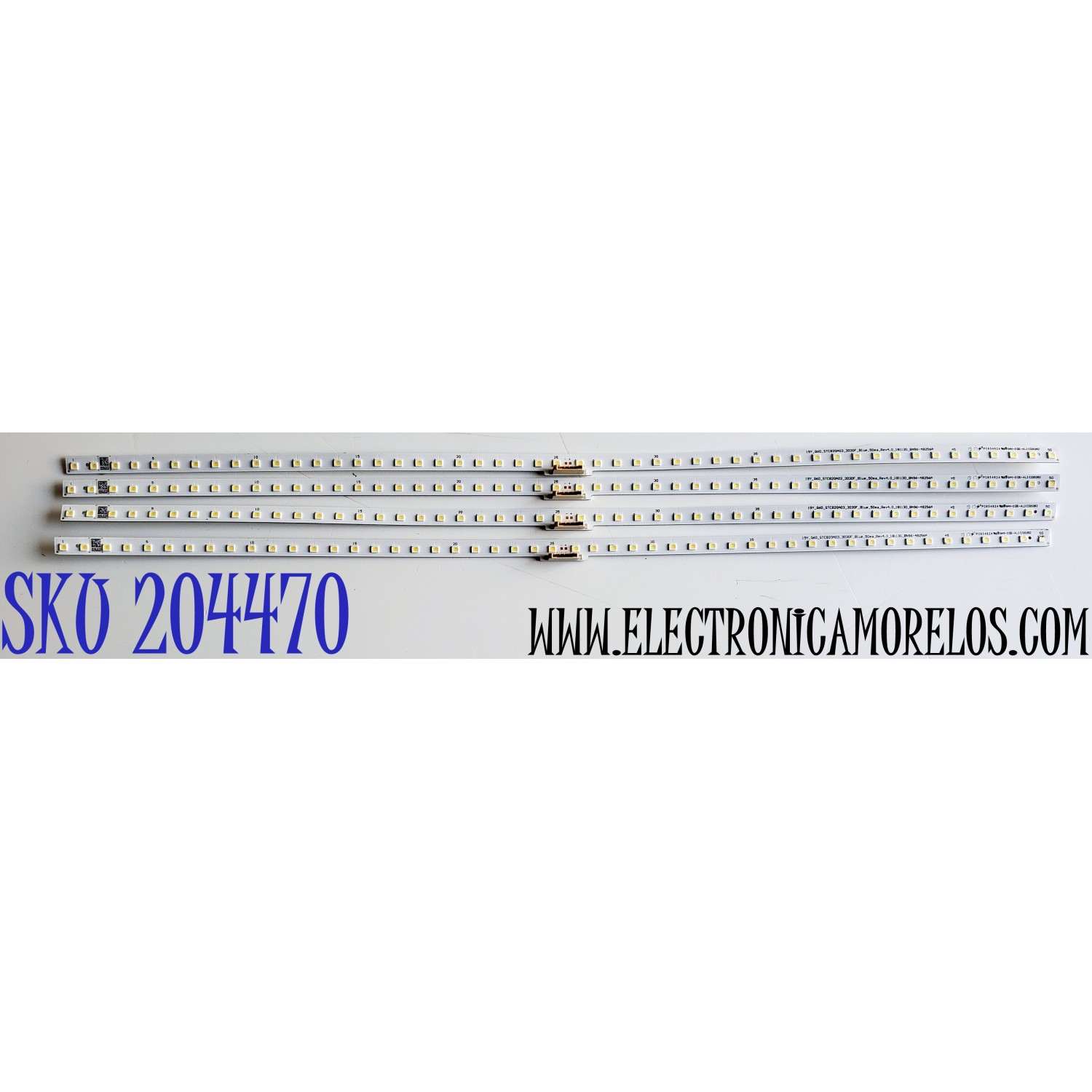 KIT DE LEDS ORIGINAL PARA SAMSUNG 4 PIEZAS / NUMERO DE PARTE 48256A / BN96-48256A / STC820A03 / 19Y_Q60_STC820A03_3030F_Blue_50ea_Rev4.0_181130_BN96-48256A / PC65492A / PANEL'S CY-RR082FGLV1H / CY-RR082FGNV1H / MODELOS QN82Q60 / QN82Q60RAFXZA / QN82Q6D