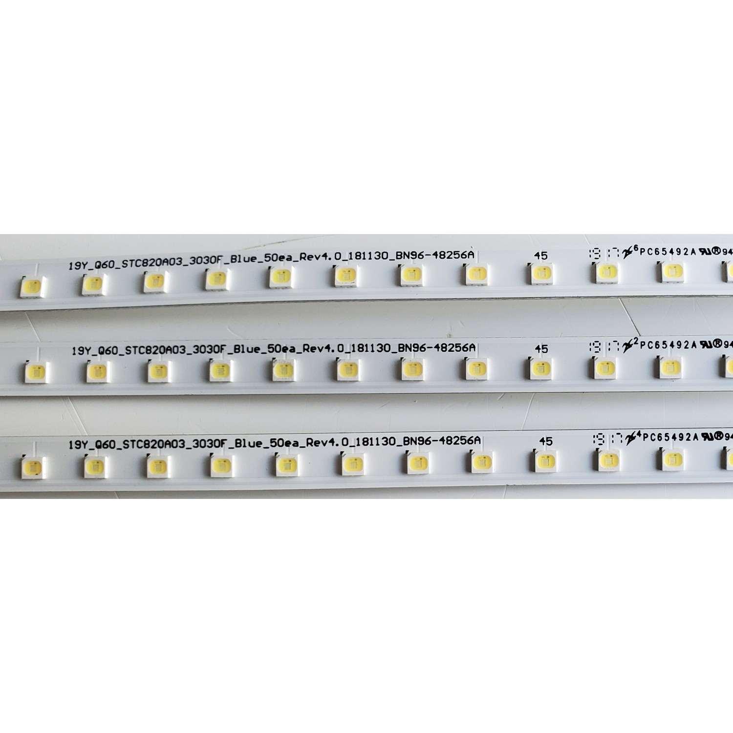KIT DE LEDS ORIGINAL PARA SAMSUNG 4 PIEZAS / NUMERO DE PARTE 48256A / BN96-48256A / STC820A03 / 19Y_Q60_STC820A03_3030F_Blue_50ea_Rev4.0_181130_BN96-48256A / PC65492A / PANEL'S CY-RR082FGLV1H / CY-RR082FGNV1H / MODELOS QN82Q60 / QN82Q60RAFXZA / QN82Q6D - Imagen 3