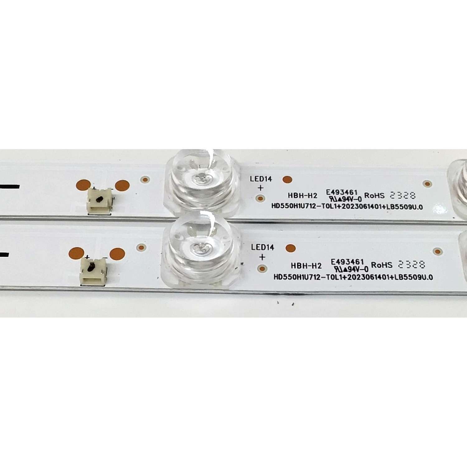 KIT DE LEDS ORIGINAL PARA TV HISENSE 2 PIEZAS / NUMERO DE PARTE LB5509U.0 / HD550H1U712-T0L1 / 202306140 / 1315107 / E493461 / HD550H1U712-T0L1/202306140/LB5509U.0 / MODELO 55A76K / 55QD65NF - Imagen 3