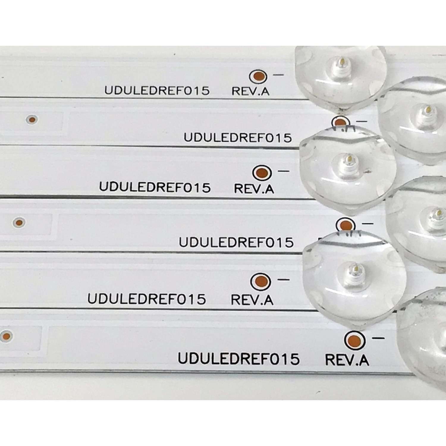 KIT DE LEDS PARA TV PHILIPS ORIGINAL 6 PIEZAS / NUMERO DE PARTE UDULEDREF015 REV.A / 65W10S1P / RF-EN650008SR30-1001 / R0152421D10263 / PANEL UCF81XT / DISPLAY HV650QUB-F70 / MODELO 65PUL6553 / 65PUL6553/F7 - Imagen 5
