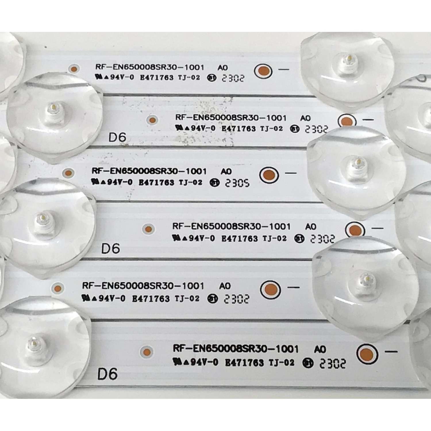 KIT DE LEDS PARA TV PHILIPS ORIGINAL 6 PIEZAS / NUMERO DE PARTE UDULEDREF015 REV.A / 65W10S1P / RF-EN650008SR30-1001 / R0152421D10263 / PANEL UCF81XT / DISPLAY HV650QUB-F70 / MODELO 65PUL6553 / 65PUL6553/F7 - Imagen 4