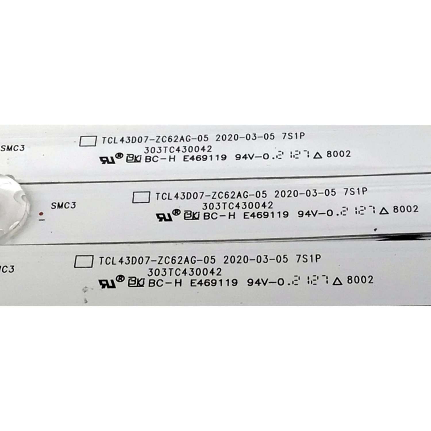 KIT DE LED'S PARA TV LG ((3 PIEZAS)) / NUMERO DE PARTE TCL43D07-ZC0062AG-05 / 303TC430042 / 4C-LB430T-ZCFC / E469119 / 2300016666 / TC430M25 / PANEL LVU430BEDX / MODELO 43UP7000PUA / 43UP7000PUA.CUSFLH - Imagen 2