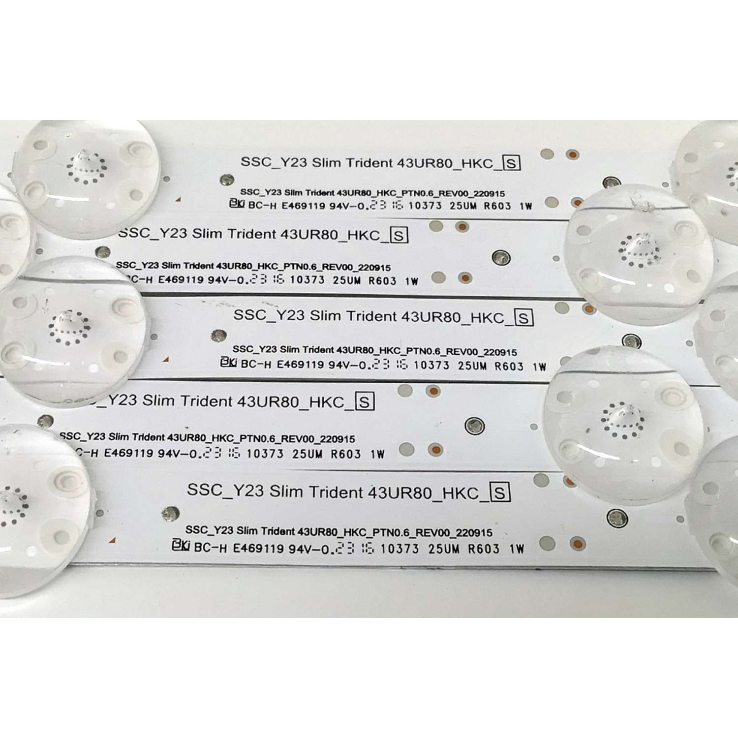 KIT DE LED'S PARA TV LG ((5 PIEZAS)) / NUMERO DE PARTE EAV65054301 / SSC_Y23 Slim Trident 43UR80_HKC_S / SSC_Y23 Slim Trident 43UR80_HKC_PTN0.6_REV00_220915 / 10373 25UM R603 1W / PANEL NC430TQG-VHKHA / DISPLAY PT430GT01-5 VER.1.0 / MODELO 43UR8000AUA  - Imagen 2