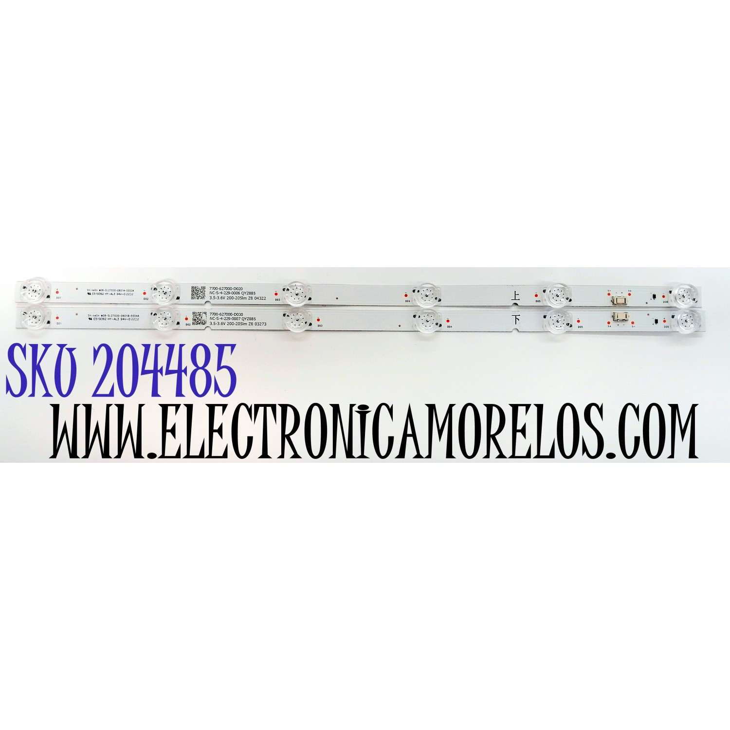 KIT DE LED'S PARA TV LG ((2 PIEZAS)) / NUMERO DE PARTE M08-SL27030-0601A-5553A / M08-SL27030-0601B-5554A / E519362 / 7700-627000-D020 / 7700-627000-D030 / DISPLAY LM270WF7 (SJ)(D4) / MODELO 27LQ625S-PU / 27LQ625S-PU.BUSLNRM