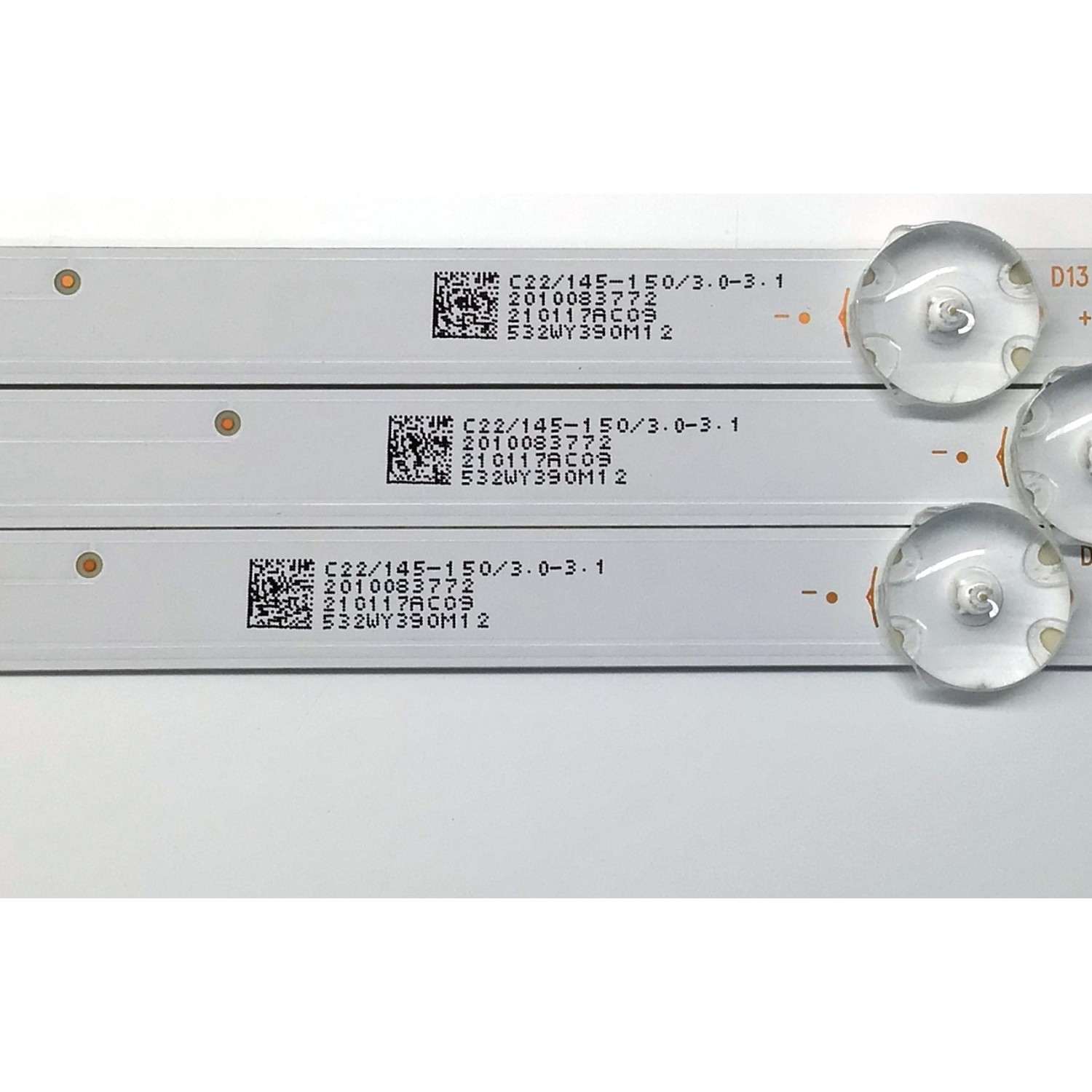 KIT DE LED'S PARA TV ATVIO ((3 PIEZAS)) / NUMERO DE PARTE 0Y39D07-ZC22AG-04E / 39D07-ZC22AG-04E / 303WY390042E / E331251 / 210117AC09 / 532WY390M12 / PANEL LS390JF2A04 / DISPLAY LC390TA2A 09 / MODELO ATV3916LED - Imagen 3