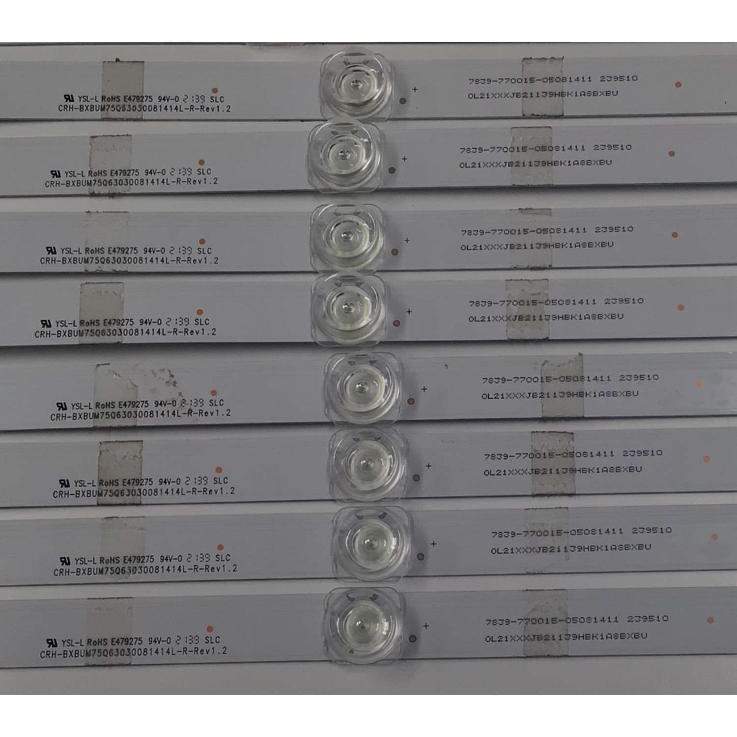 KIT DE LEDS PARA TV ORIGINAL 16 PIEZAS / NUMERO DE PARTE CRH-BXBUM75Q63030081414L / CRH-BXBUM75Q63030081414L-L-REV1.2 / CRH-BXBUM75Q63030081414L-R-REV1.2 / 7839-763015-05081411 / 0L21XXXJB21139HBK1A8BXBU / 239510 / 0XXX0L21JB2 / MODELO 75" - Imagen 6