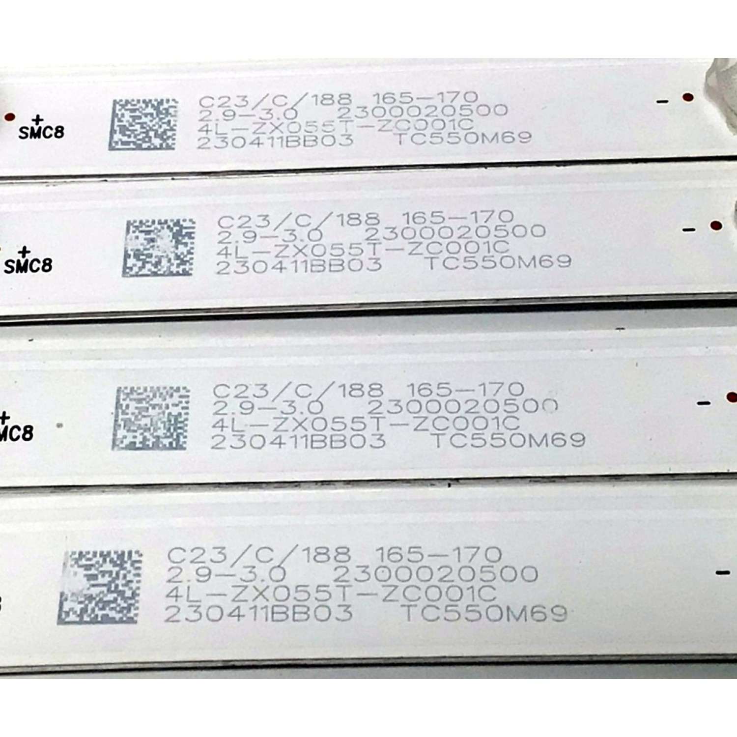 KIT DE LED'S PARA TV JVC ((4 PIEZAS)) / NUMERO DE PARTE TCL55D14-ZC42AG-04D / 303TC550067D / TC550M69 / 230411BB03 / 4L-ZX055T-ZC001C / 2300020500 / E469119 / PANEL LVU550CSDX / DISPLAY ST5461D12-6 VER.2.2 / MODELOS SI55URF / 55PFL5756/F7 - Imagen 3