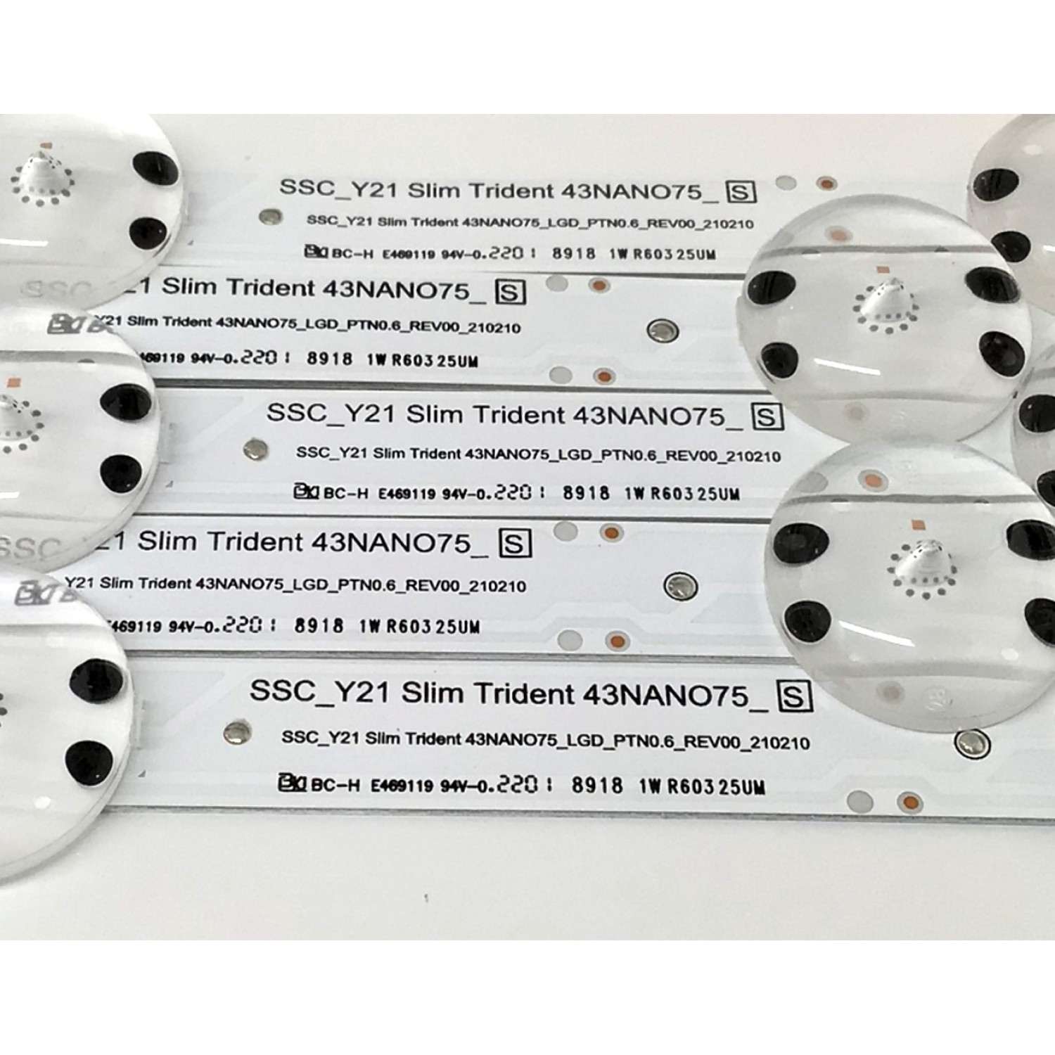 KIT DE LED'S PARA TV LG ((5 PIEZAS)) / NUMERO DE PARTE EAV65034301 / SSC_Y21 Slim Trident 43NANO75_S / SSC_Y21 Slim Trident 43NANO75_LGD_PTN0.6_REV00_210210 / SSC_Y21 Slim Trident 43NANO75_S / LC430DQC (SP)(A1) / MODELO 43NANO75UQA / 43NANO75UQA.BUSYLJM - Imagen 2