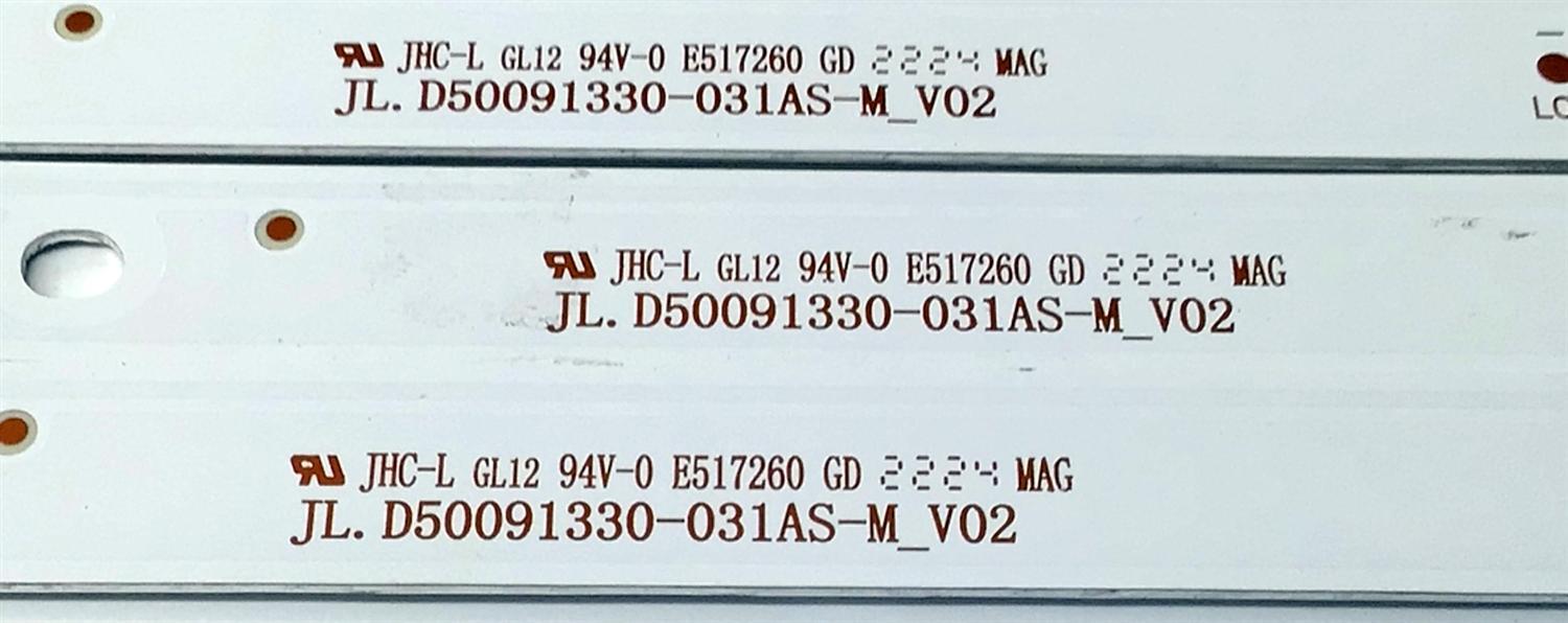 KIT DE LED'S PARA TV GHIA ((3 PIEZAS)) / NUMERO DE PARTE JL.D50091330-031AS-M_V02 / AE0110539 / E517260 / D220630 / PANEL V500DJ7-QE1 D5 / DISPLAY V500DJ7-QE1 REV.D5 / MODELOS G50NTFXUHD20 / RLDED5098-B-UHD / RWOSQU5050-B - Imagen 4