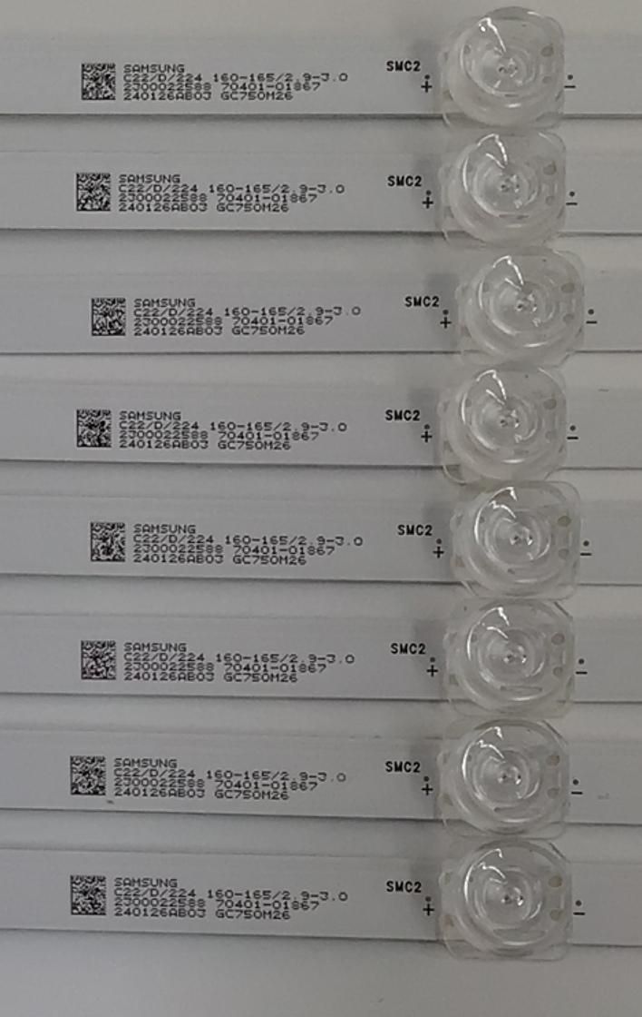 KIT DE LEDS PARA TV VIZIO ORIGINAL 8 PIEZAS / NUMERO DE PARTE HFSX75D08-ZC42AG-24CD / 303HX750051CD / B005P00107968A / GC750M26 / 70401-01867 / 240126AB03 / PANEL BOEI750WQ1 / DISPLAY HV750QUB-F91 / MODELOS V4K75M-0804 / V4K75S-0804 - Imagen 2