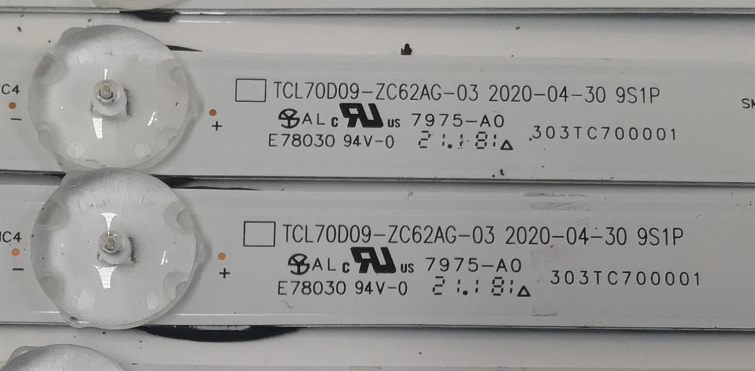 KIT DE LEDS PARA TV JVC ORIGINAL 10 PIEZAS / NUMERO DE PARTE 303TC700001 / TCL70D09-ZC62AG-03 / 4C-LB700T-ZC2 / TC700M03 / 21050BC09 / 2300016634 / PANEL LVU700PADX E0001 / DISPLAY CC700PV1D VER.01 / MODELO SI70UR / 70PFL5656/F8 - Imagen 4
