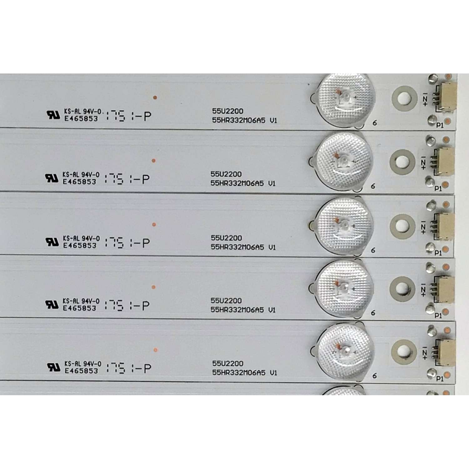 KIT DE LED'S PARA TV HITACHI ((10 PIEZAS)) / NUMERO DE PARTE 55HR332M06A5 V1 / 4C-LB550T-HR5 / 55U2200 / LE0RA2R0-D-K / E465853 / PANEL LVU550CSDX / MODELOS 55U2200 / 55R7 / 55D1620 - Imagen 2