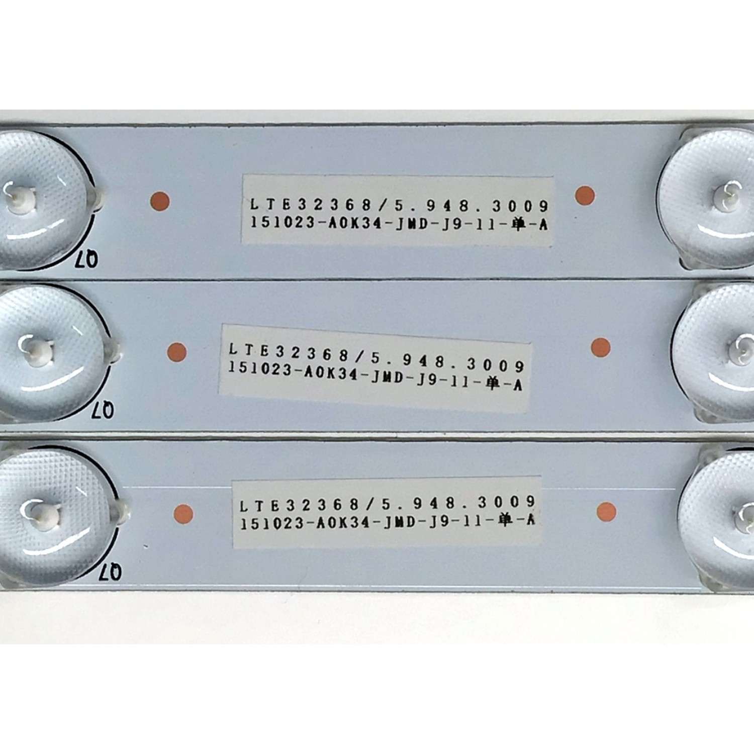 KIT DE LED'S PARA TV SEIKI ((3 PIEZAS)) / NUMERO DE PARTE GKB7.820.3813 / 3238-T2-S / E334789 / LTE32368 / 5.948.3009 / 151023-A0K34-JMD-J9-11 / MODELOS SE32HY27 / SE32HY10 - Imagen 4