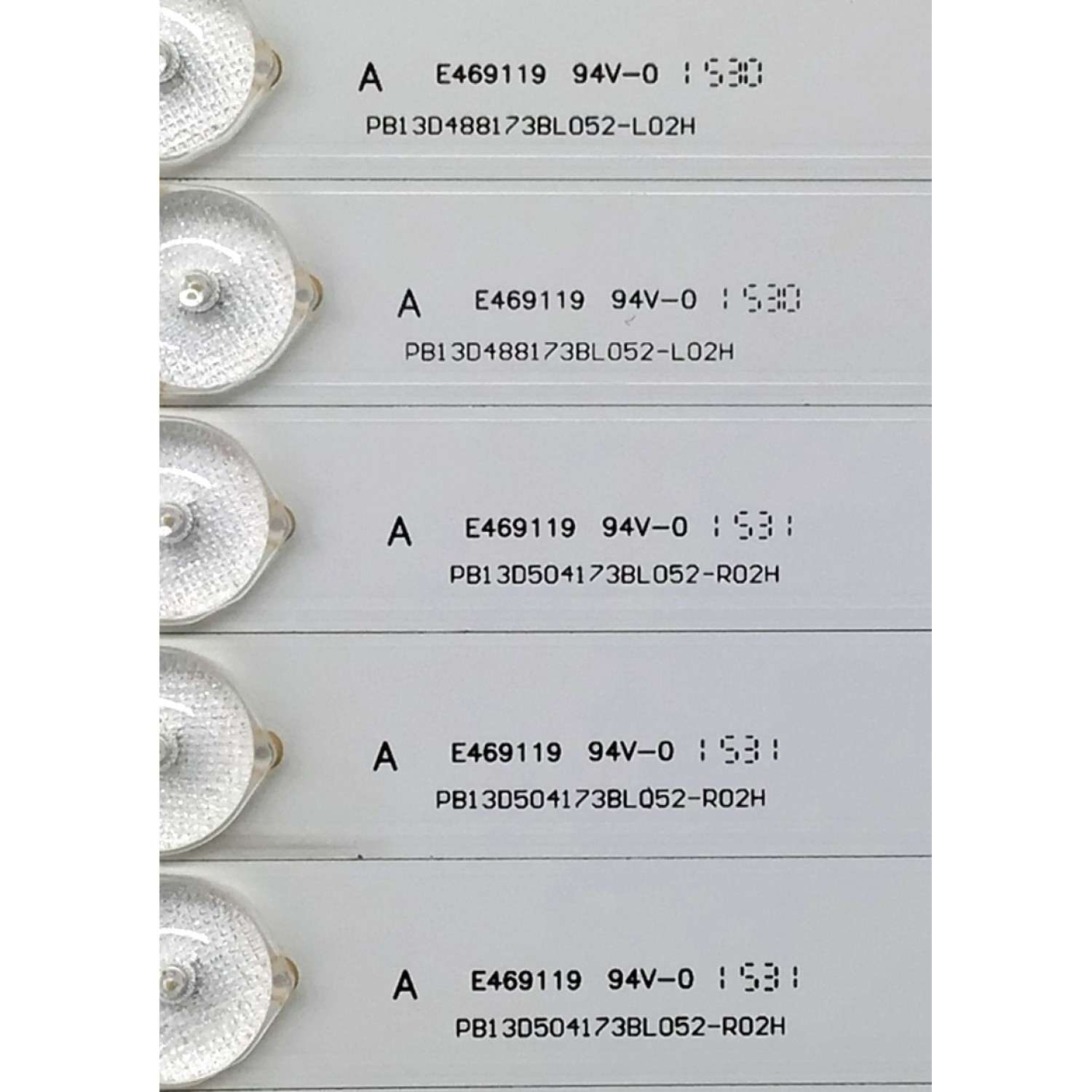 KIT DE LED'S PARA TV SANYO ((12 PIEZAS)) / NUMERO DE PARTE PB13D488173BL052-L02H / PB13D504173BL052-R02H / 4C-LB480T-GY2A / 4C-LB480T-GY2B / E469119 94V-0 / M09 C55 VF16 NDF D 113 / MODELO FW48D25T - Imagen 6