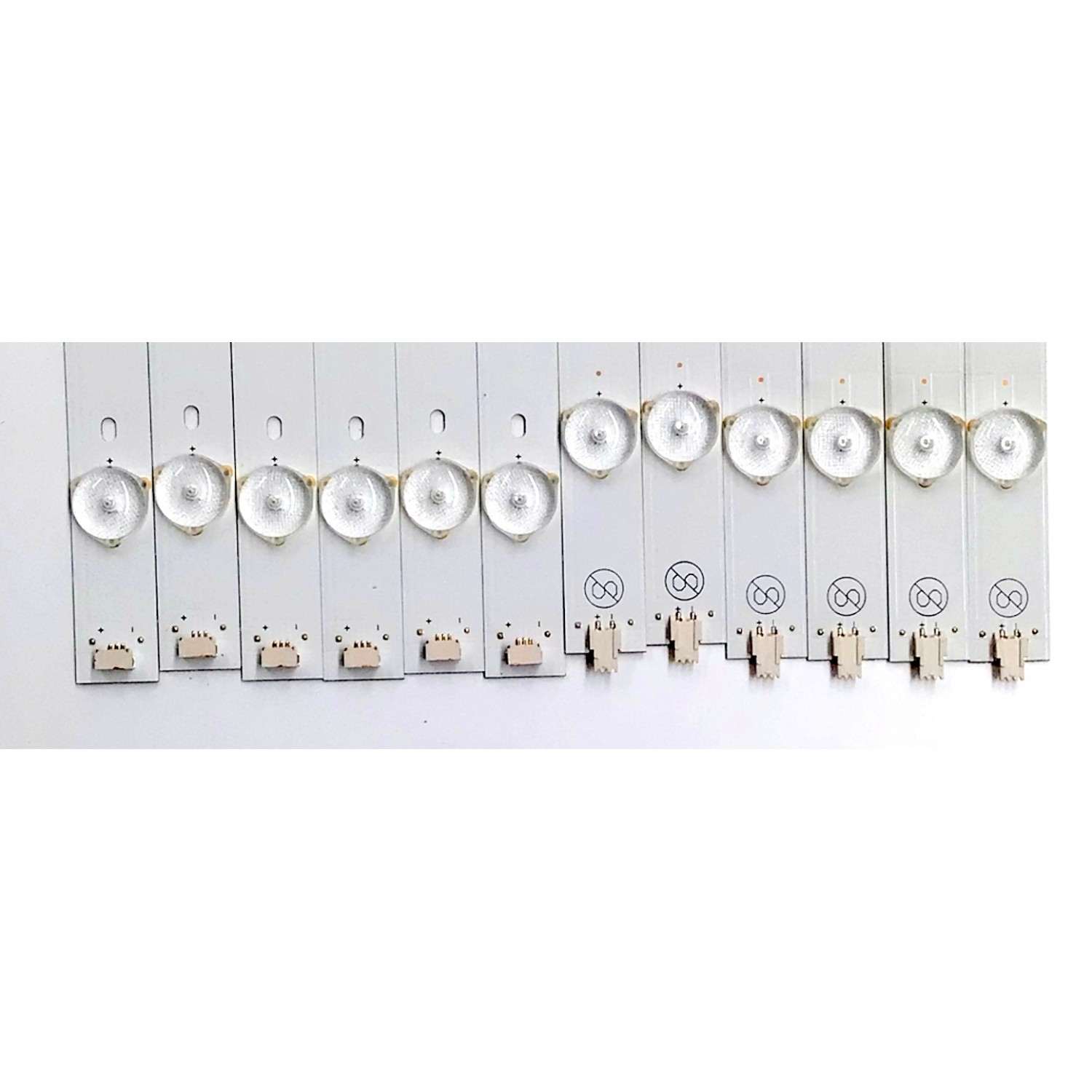 KIT DE LED'S PARA TV SANYO ((12 PIEZAS)) / NUMERO DE PARTE PB13D488173BL052-L02H / PB13D504173BL052-R02H / 4C-LB480T-GY2A / 4C-LB480T-GY2B / E469119 94V-0 / M09 C55 VF16 NDF D 113 / MODELO FW48D25T - Imagen 3