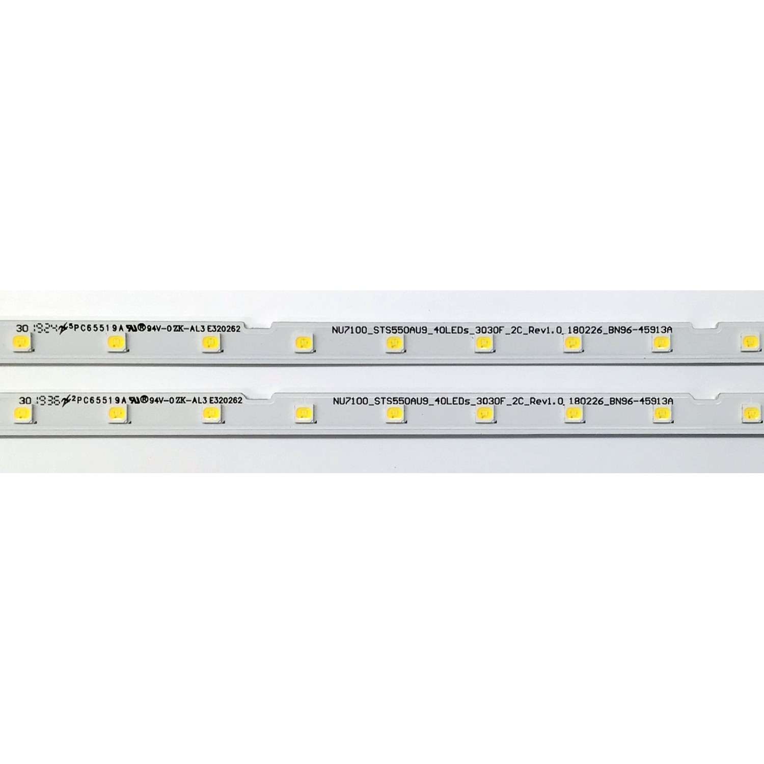KIT DE LED'S PARA TV SAMSUNG ((2 PIEZAS)) / NUMERO DE PARTE BN96-45913A / STS550AU9 / NU7100_STS550AU9_40LEDS_3030F_2C_REV1.0_180226_BN96-45913A / 45913A / PC65519A / E320262 / PANEL CY-NN055HGLV6H / CY-CT055HGHV1H / MODELO UN55NU69 / UN55NU6900FXZA CA02 - Imagen 5