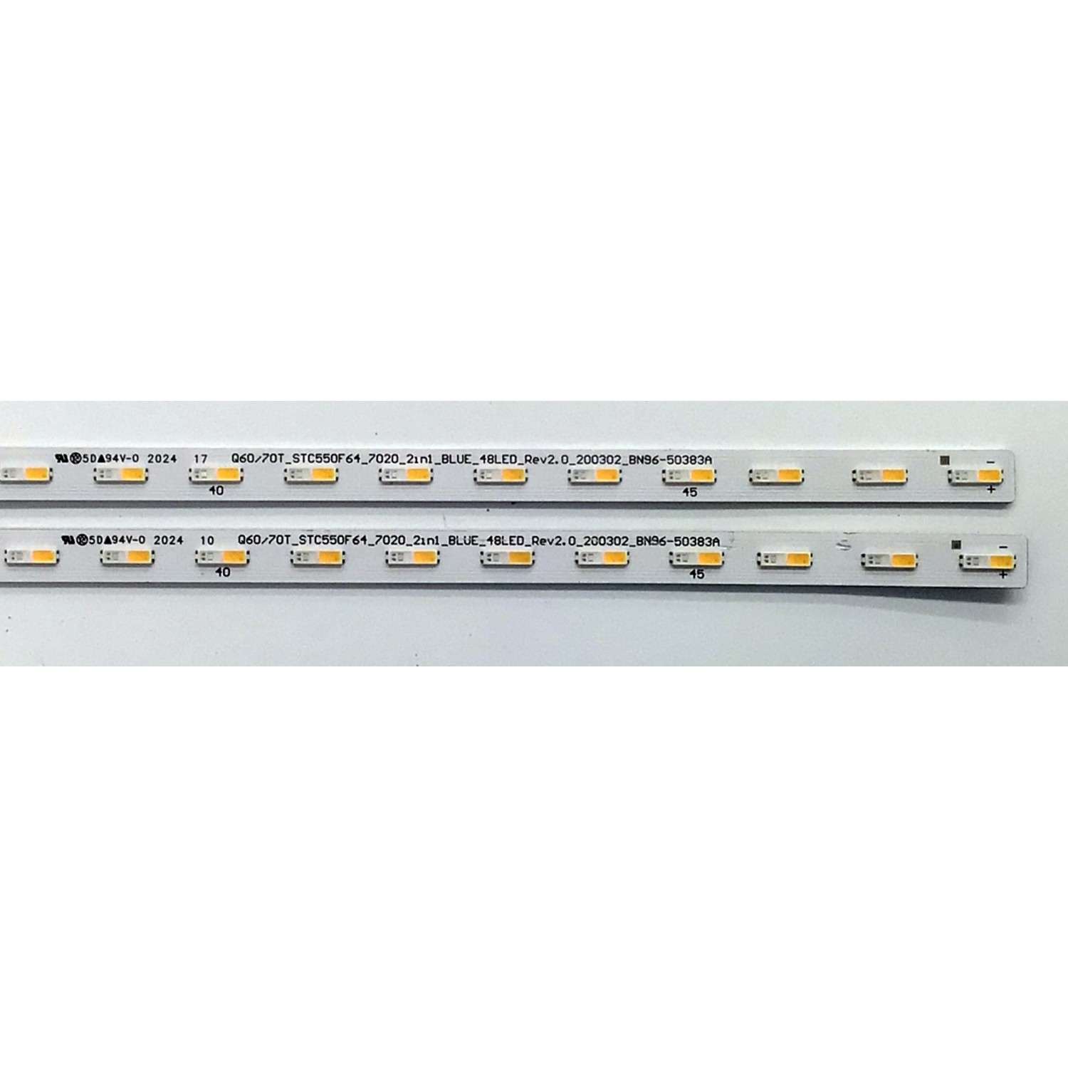 KIT DE LEDS ORIGINAL PARA TV SAMSUNG 2 PIEZAS / NUMERO DE PARTE BN96-50383A / STC550F64 / Q60/70T_STC550F64_7020_2in1_BLUE_48LED_Rev2.0_200302_BN96-50383A / Q60/70T_STC550F64_7020_21n1_BLUE_48LED / MODELOS QN55Q6 / QN55LS03 / QN55Q7D / QN55Q70 / QN55Q80 - Imagen 4