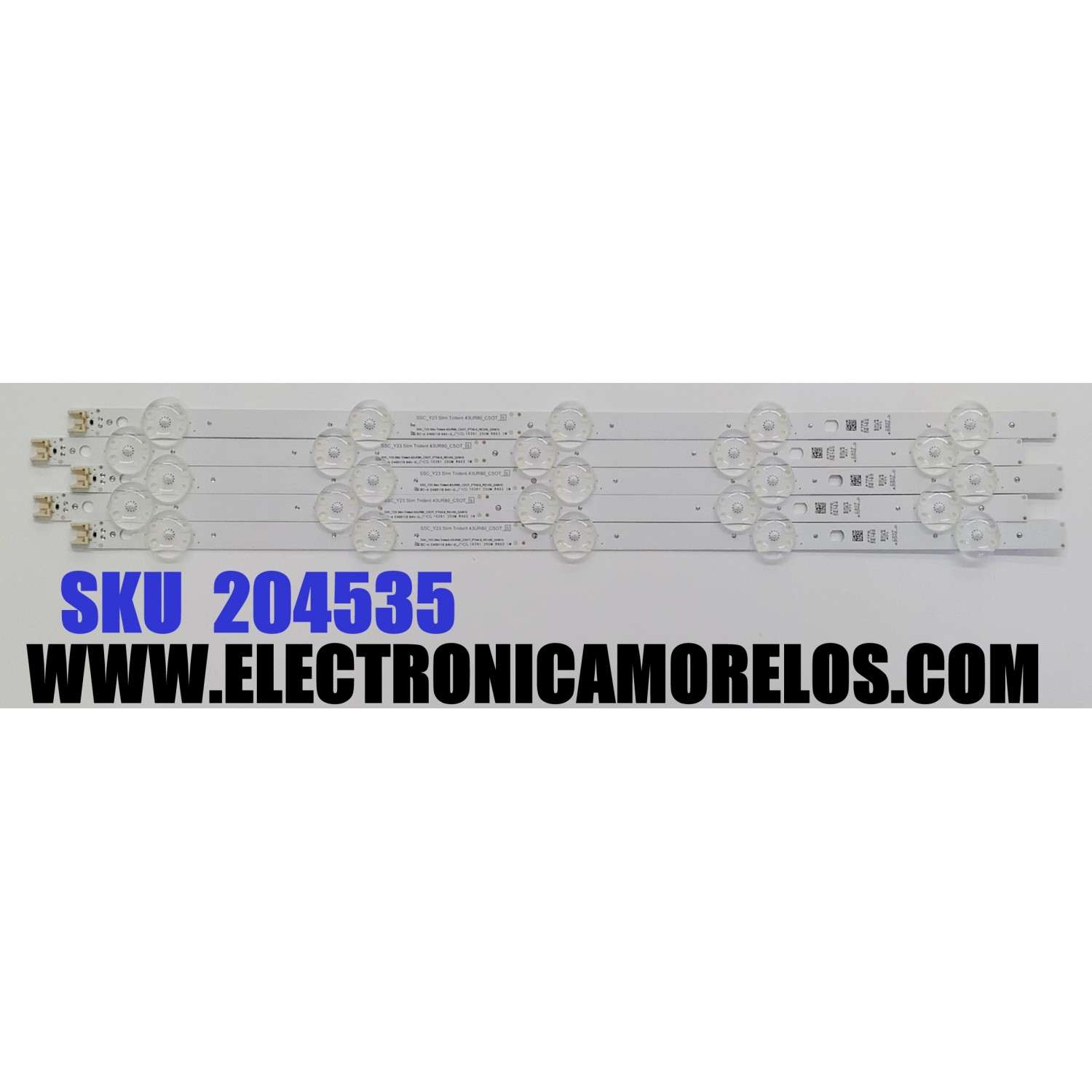 KIT DE LEDS ORIGINAL PARA TV LG 5 PIEZAS / NUMERO DE PARTE EAV65054401 / SSC_Y23 SLIM TRIDENT 43UR80_CSOT_S / SSC_Y23 SLIM TRIDENT 43UR80_CSOT_PTN0.6_REV00_220915 / E469119 / PANEL NC430TQG / DISPLAY ST4251D02-3 / MODELO 43UR7800PSB / 43UR7800PSB.BWMCLJM