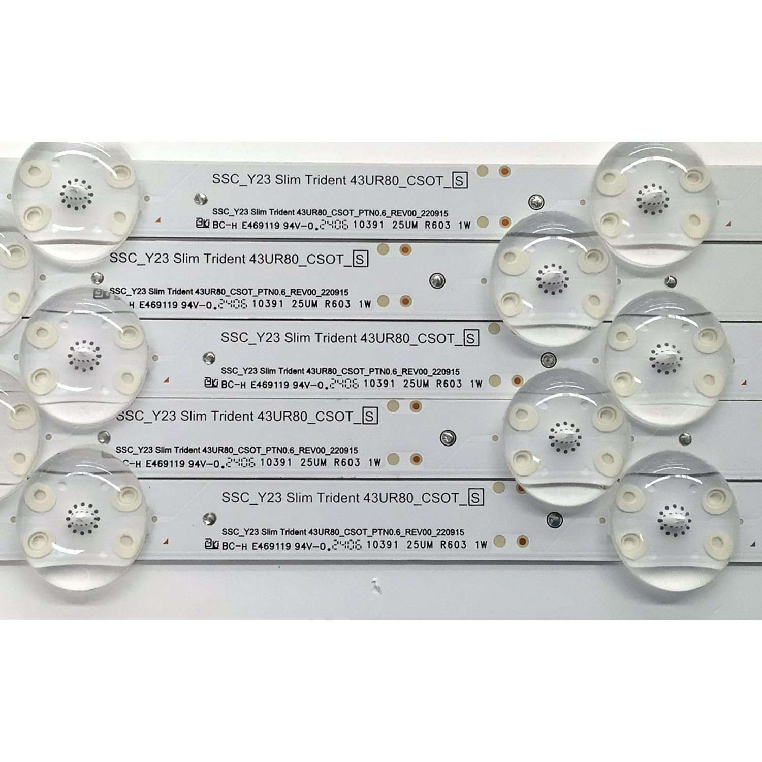KIT DE LEDS ORIGINAL PARA TV LG 5 PIEZAS / NUMERO DE PARTE EAV65054401 / SSC_Y23 SLIM TRIDENT 43UR80_CSOT_S / SSC_Y23 SLIM TRIDENT 43UR80_CSOT_PTN0.6_REV00_220915 / E469119 / PANEL NC430TQG / DISPLAY ST4251D02-3 / MODELO 43UR7800PSB / 43UR7800PSB.BWMCLJM - Imagen 2