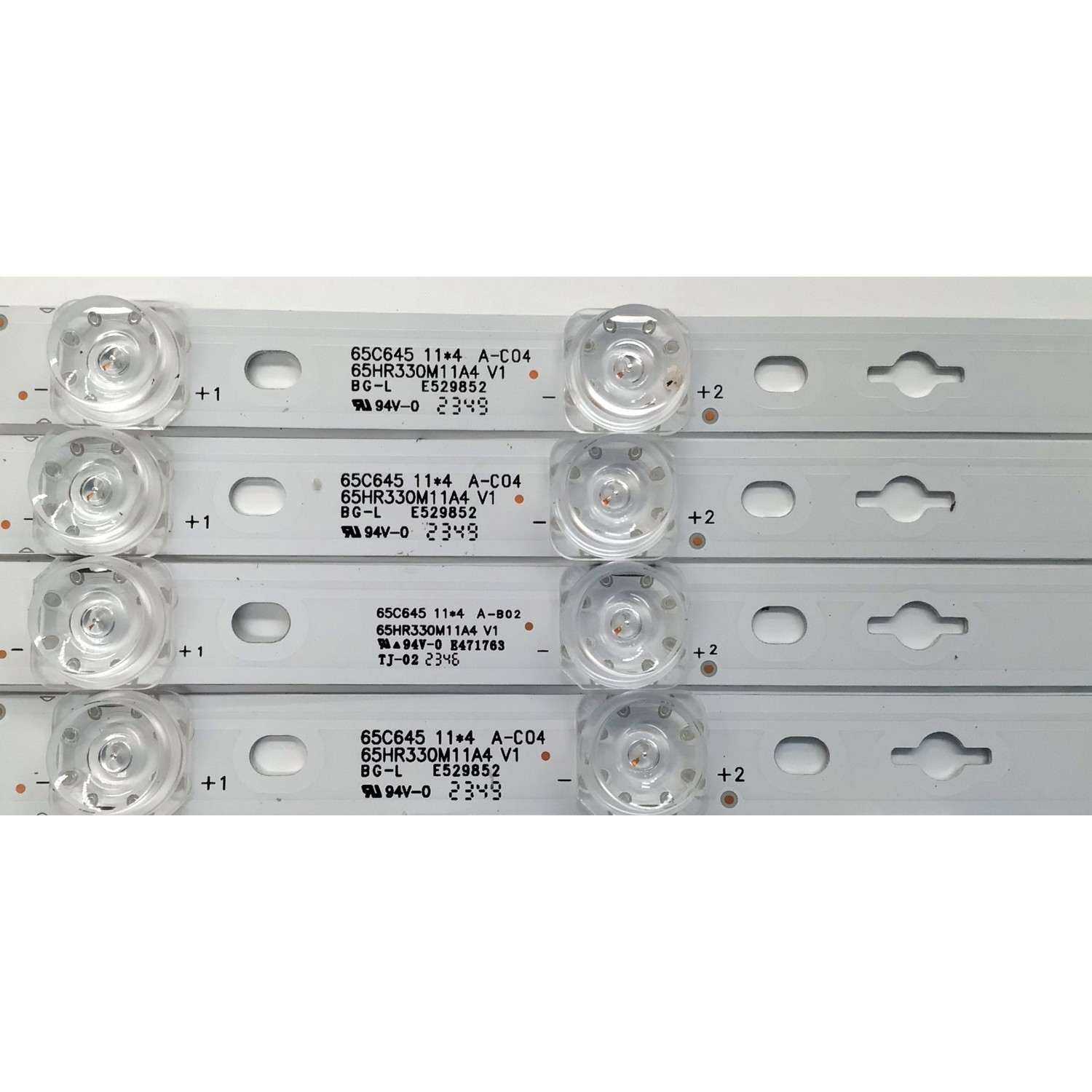 KIT DE LEDS PARA TV TCL ORIGINAL 8 PIEZAS / NUMERO DE PARTE 65HR330M11A4 V1 / 65HR330M10B4 V1 / 65C645 / E471763 / B0101-000942 / B0101-000941 / PANEL LVU650NDEL / DISPLAY ST6451D06-3 VER.2.1 / MODELOS 65Q650G / 65Q670G - Imagen 5