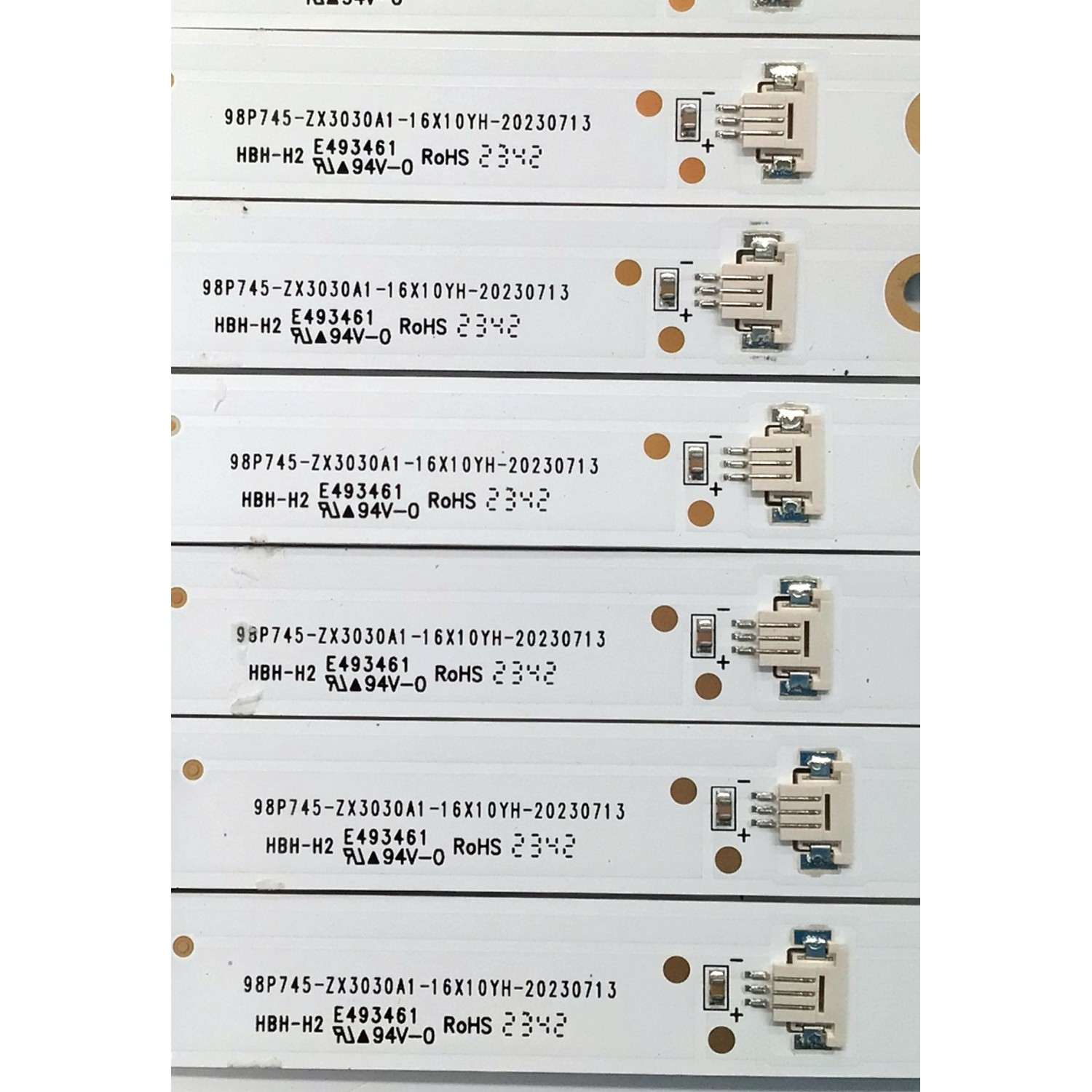 KIT DE LED'S PARA TV TCL ((16 PIEZAS)) / NUMERO DE PARTE 98P745-ZX3030A1-16X10YH-20230713 / HBH-H2 / E493461 / B0101-001263 / 231103-32NG3 / PANEL LVU980NDJL CD9W18 V1 / DISPLAY ST9751D01-4 VER.2.2 / MODELO 98S550G - Imagen 3