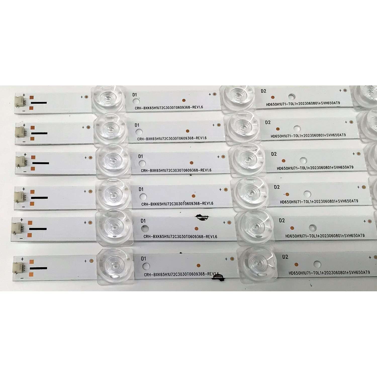 KIT DE LED'S PARA TV HISENSE ((6 PIEZAS)) / NUMERO DE PARTE CRH-BXK65H1U72C3030T0609368-REV1.6 / HD650H1U71-T0L1+2023060801+SVH650AT9 / HD650H1U71-T0L1 / 2023060801 / SVH650AT9 / 1285538 / PANEL HD650H1U71-T0L1\S1\GM\ROH / HV650QUB-F70 / MODELO 65A6KV - Imagen 2