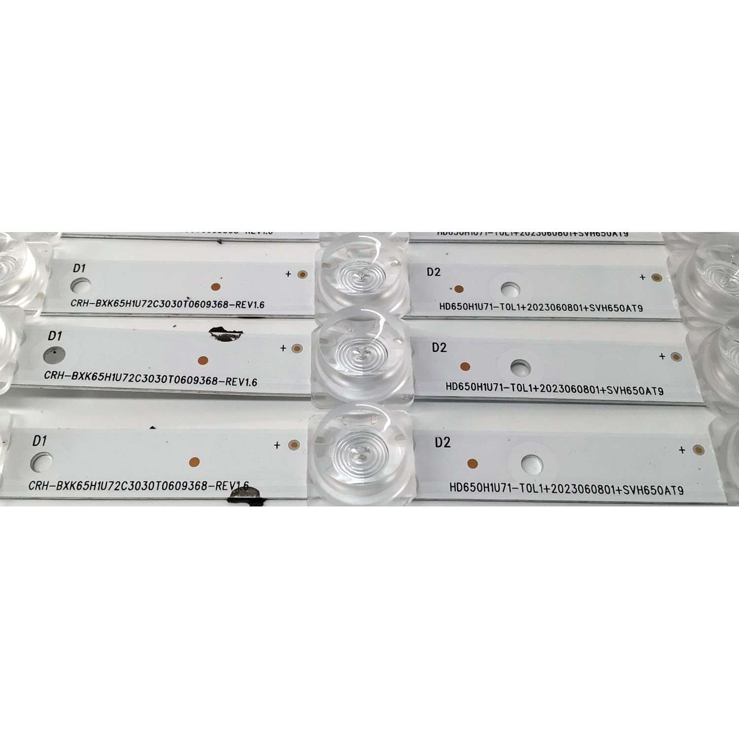 KIT DE LED'S PARA TV HISENSE ((6 PIEZAS)) / NUMERO DE PARTE CRH-BXK65H1U72C3030T0609368-REV1.6 / HD650H1U71-T0L1+2023060801+SVH650AT9 / HD650H1U71-T0L1 / 2023060801 / SVH650AT9 / 1285538 / PANEL HD650H1U71-T0L1\S1\GM\ROH / HV650QUB-F70 / MODELO 65A6KV - Imagen 3